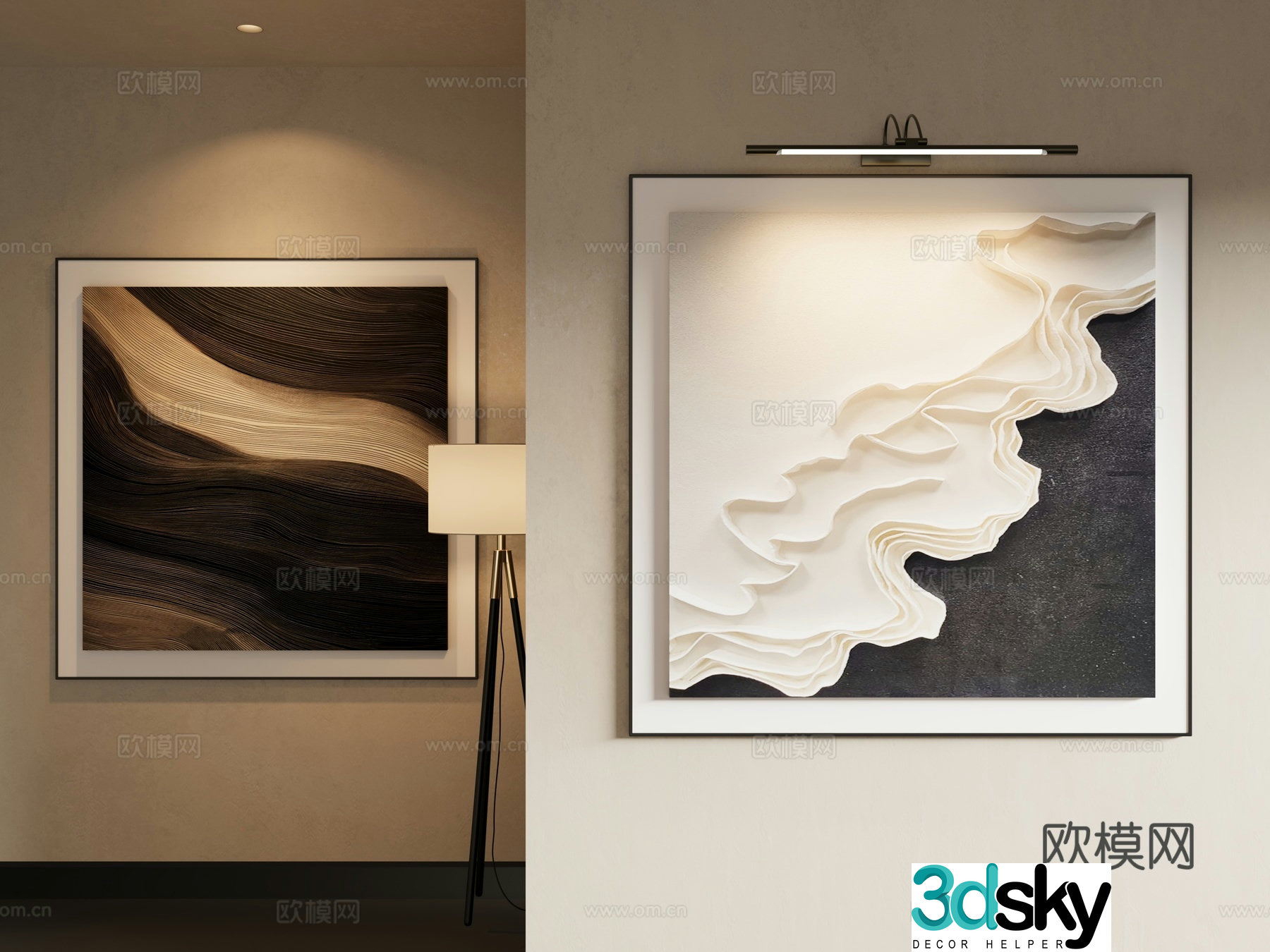 Modern Italian abstract hanging painting 3d model
