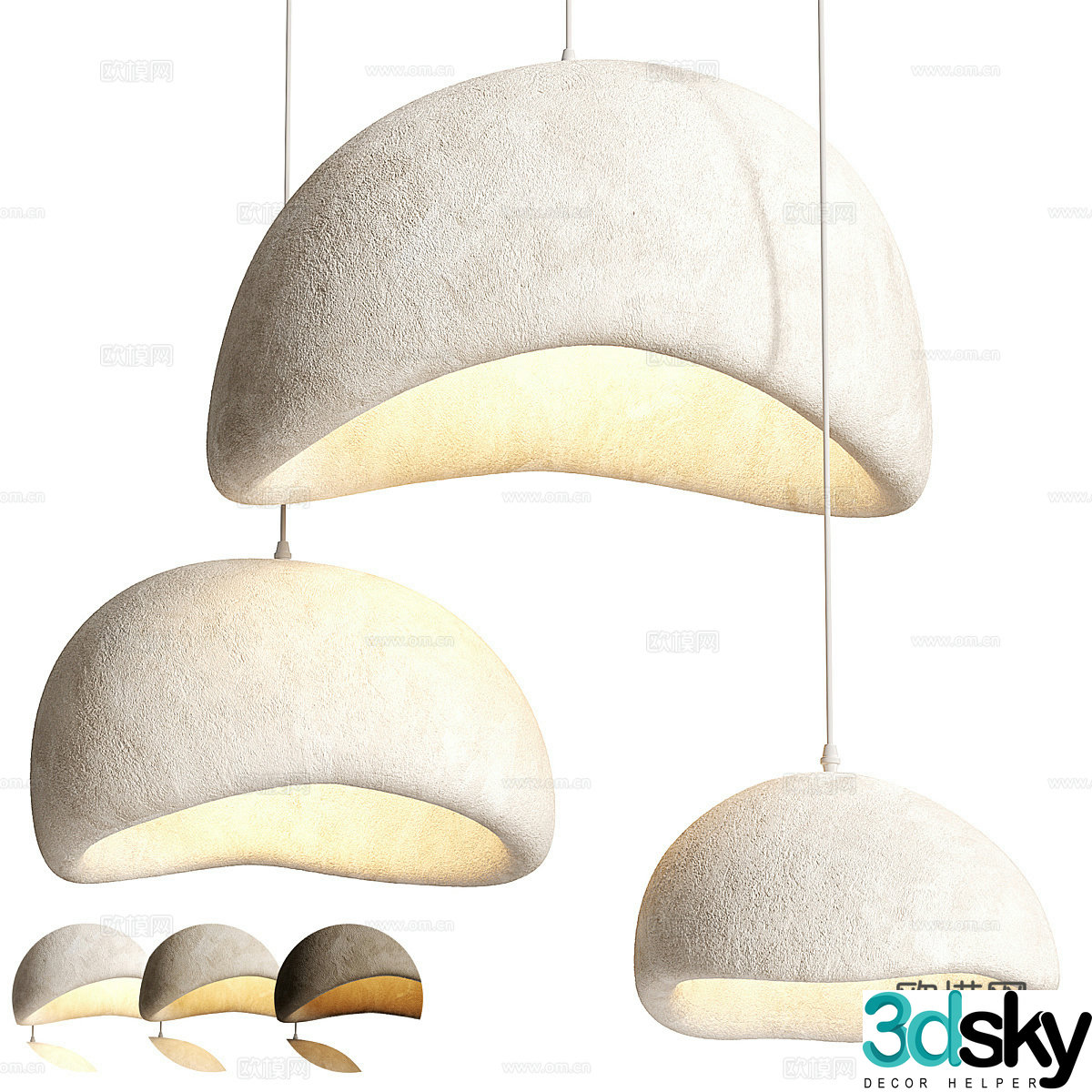 New Chinese style Wasabi ceramic decorative chandelier 3D model