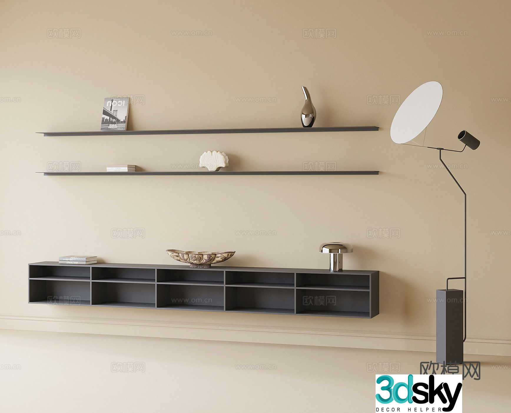 Modern decorative frame floor lamp 3d model