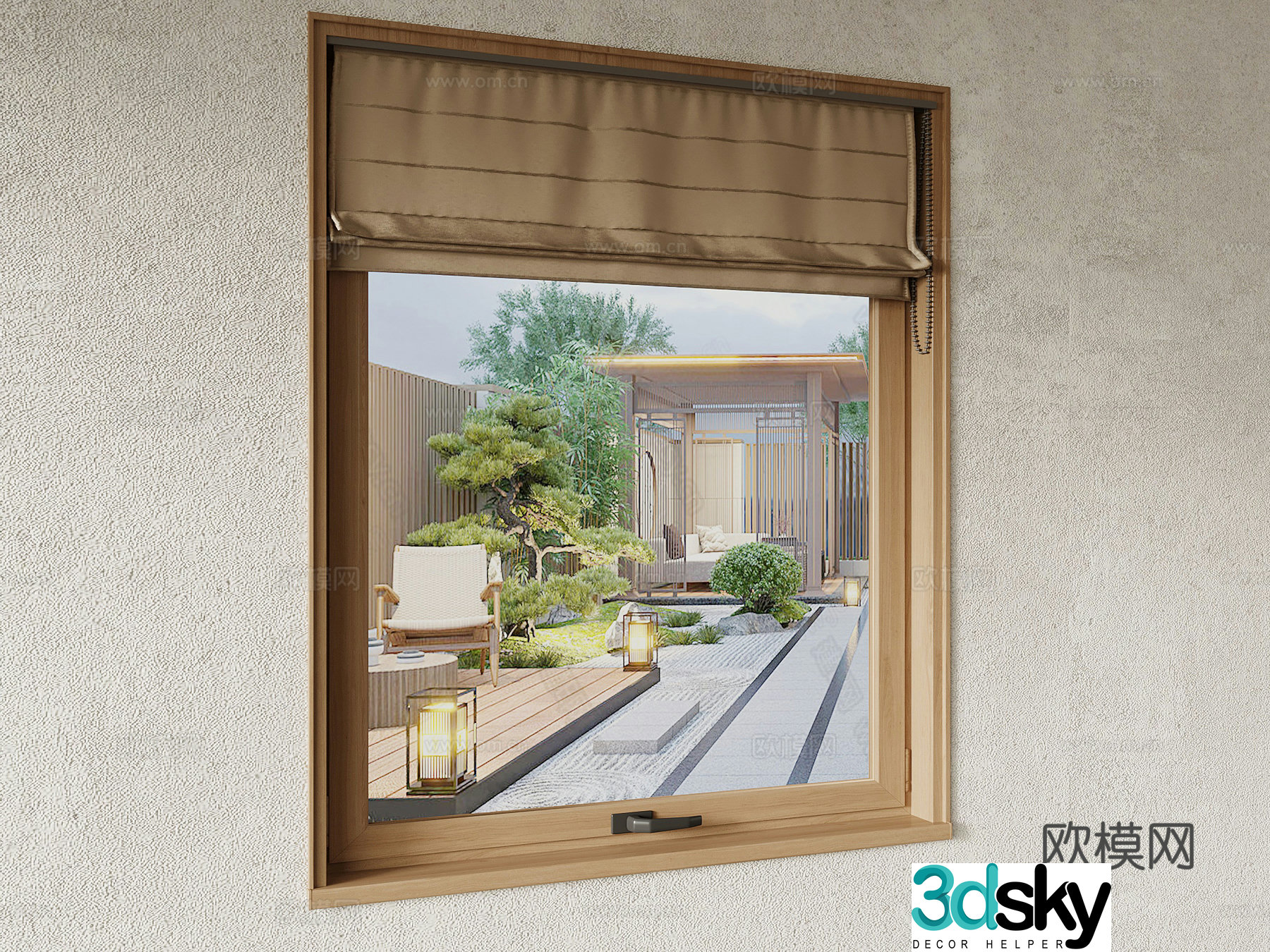Window Jijifeng window solid wood window roller blind 3D model