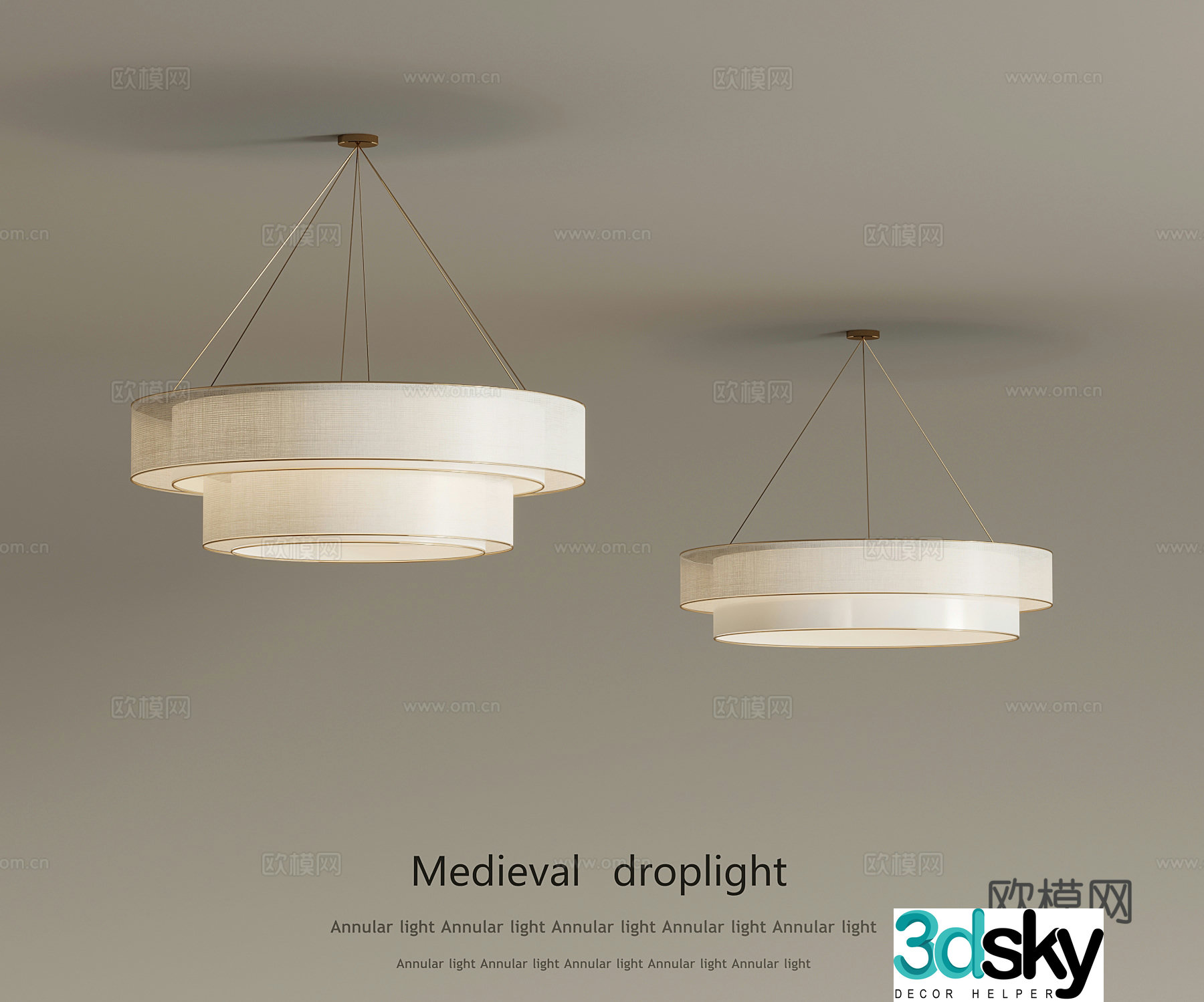 Chandelier New Chinese Chandelier Double-layer Chandelier 3D Model