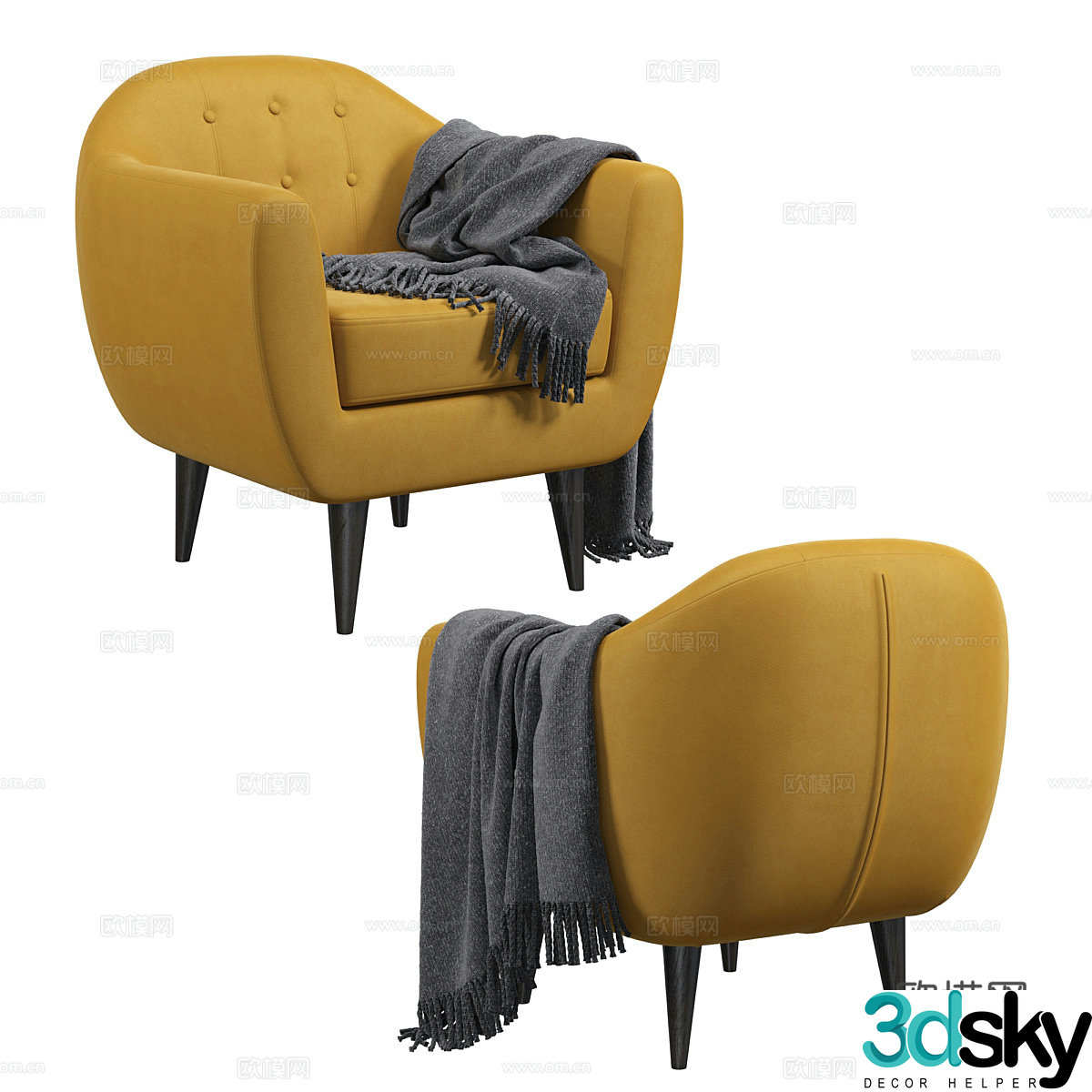 American simple fabric armchair 3d model