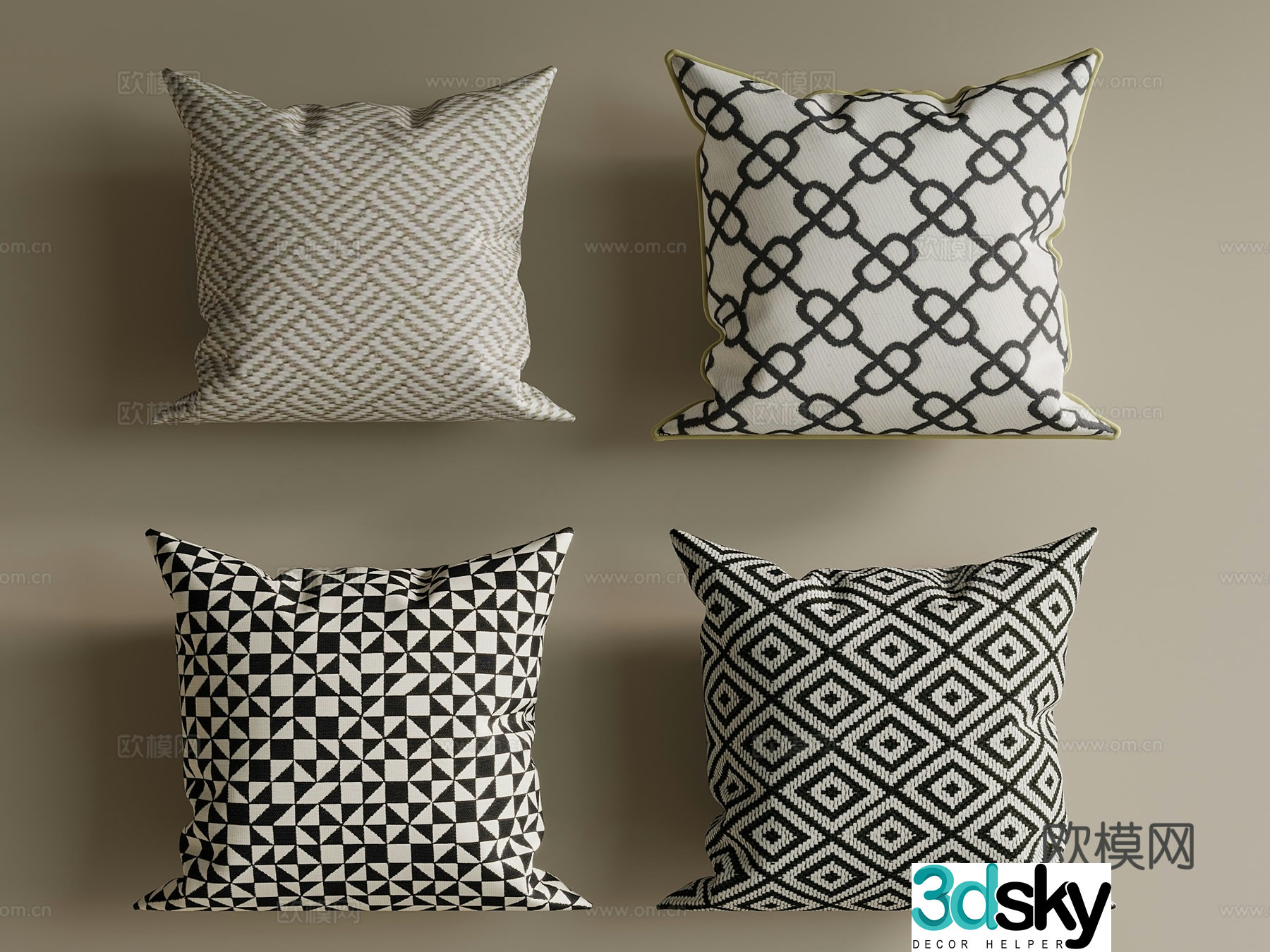 French American pillow sofa pillow 3D model