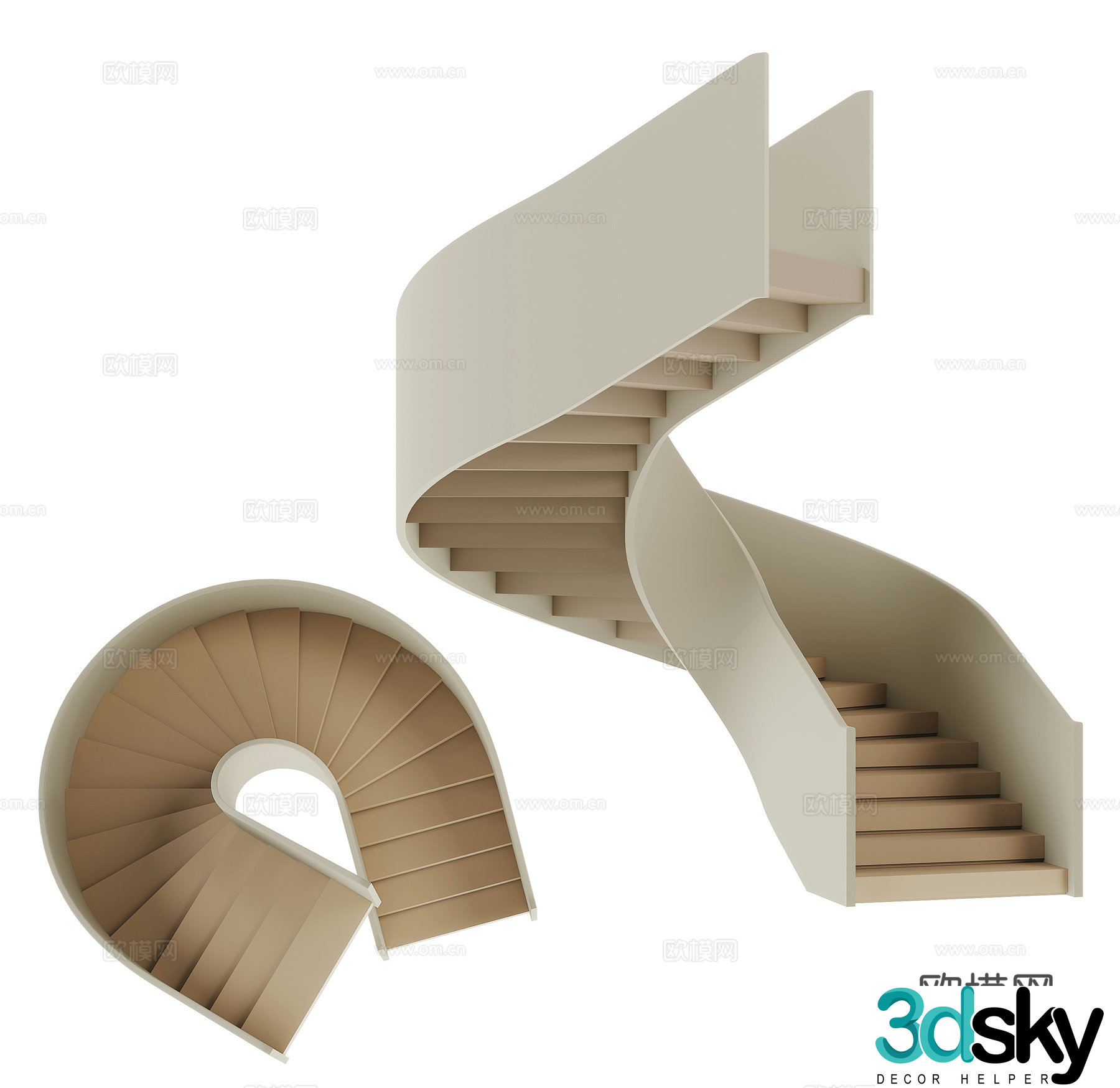 Modern spiral staircase 3d model