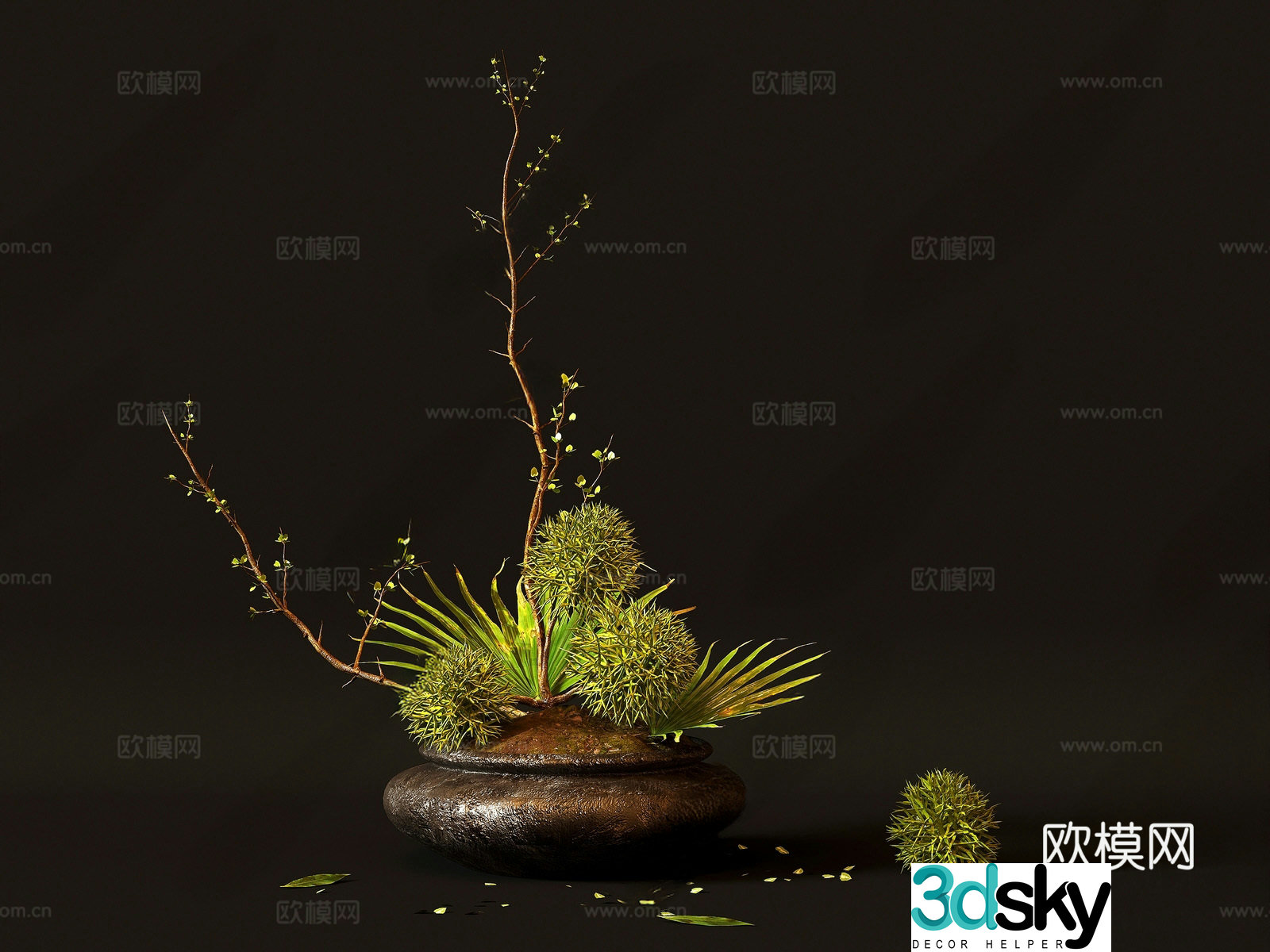 Vase flower potted plant 3D model