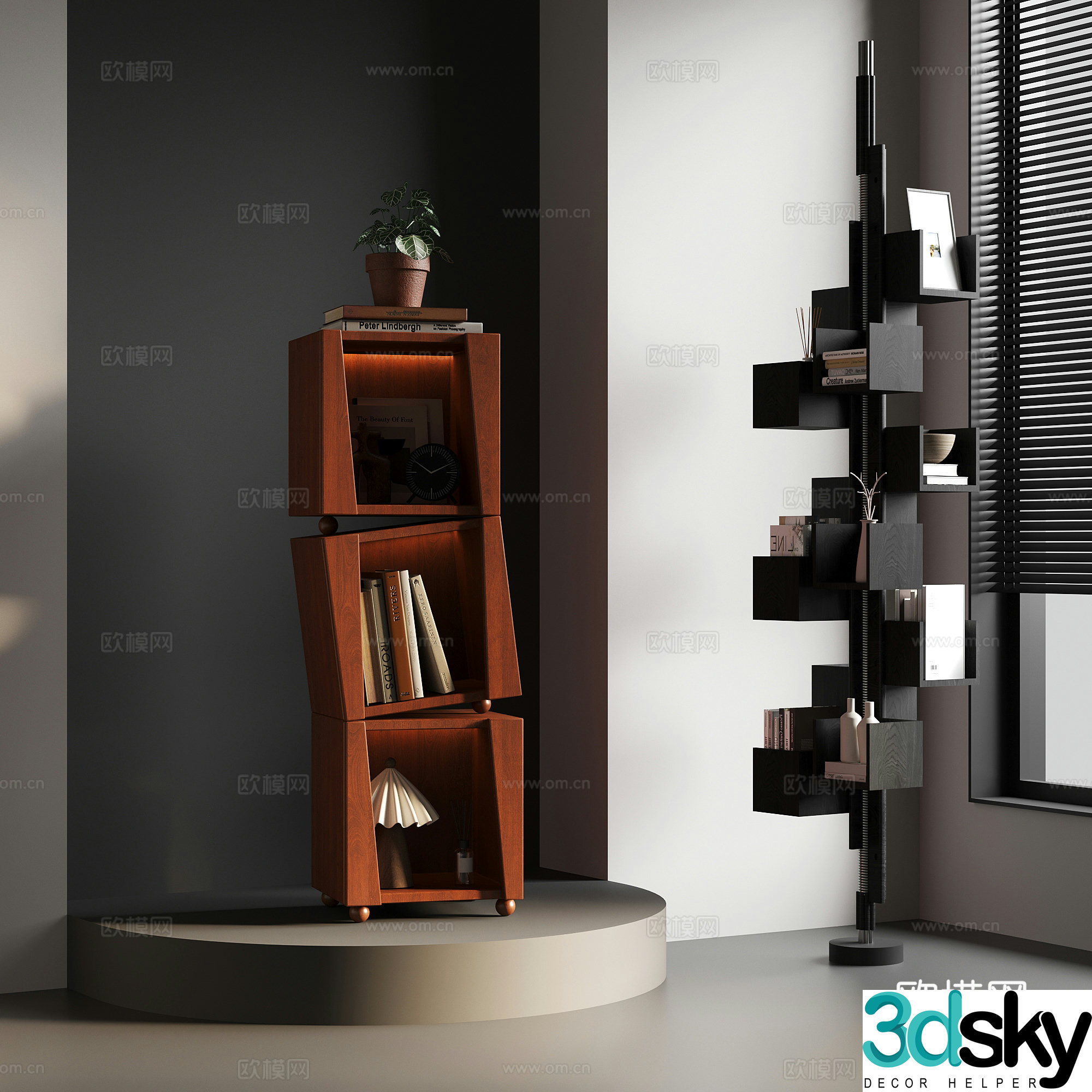French medieval style bookshelf store shelf book ornaments 3D model