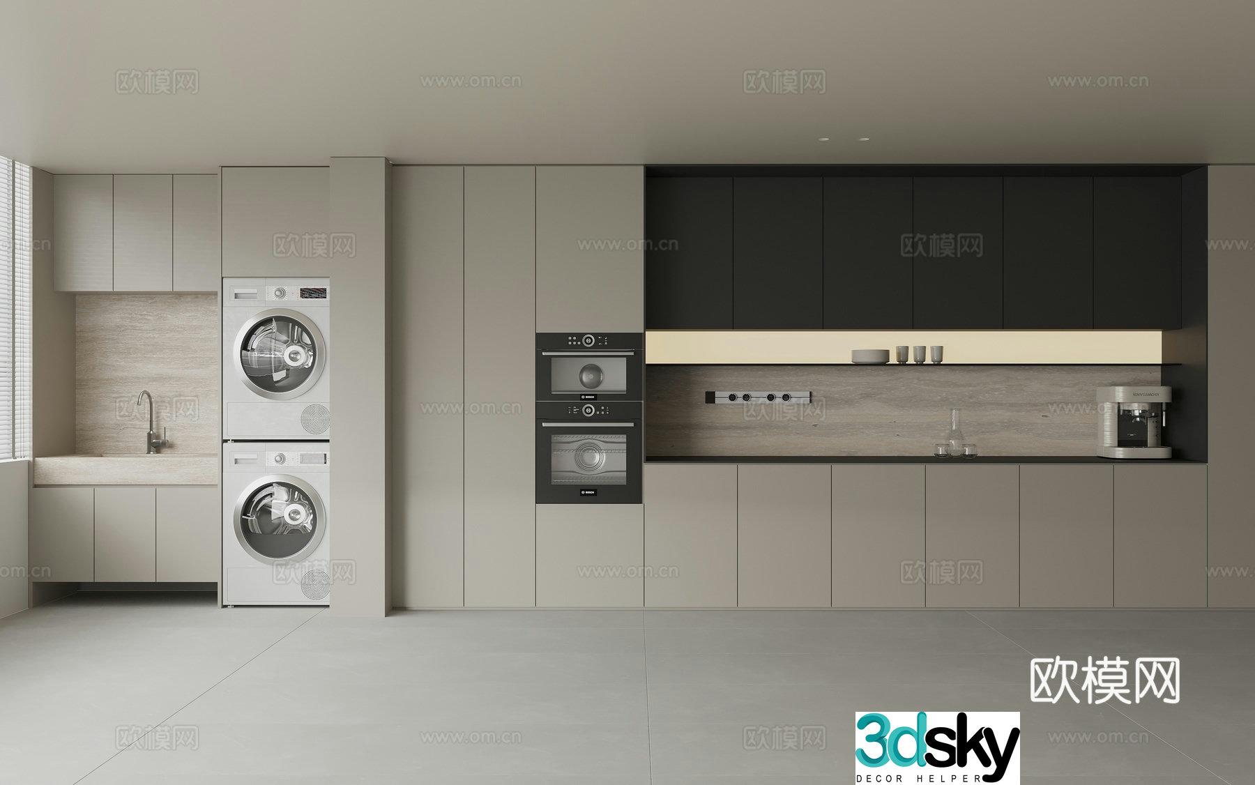 Modern sideboard dining cabinet cabinet combination washing machine cabinet combination oven combination washing and drying one 3D model