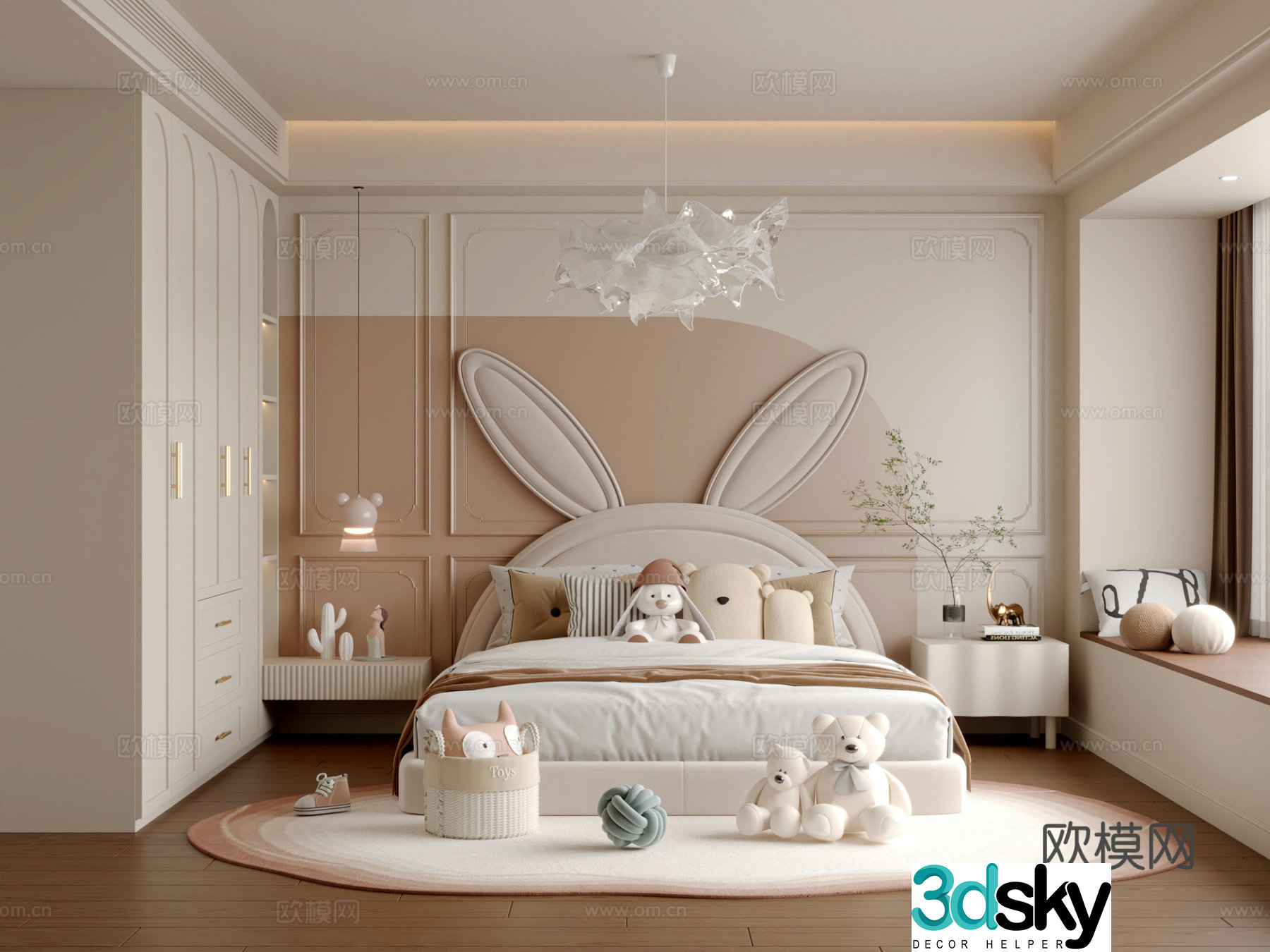 French creamy children’s room 3d model