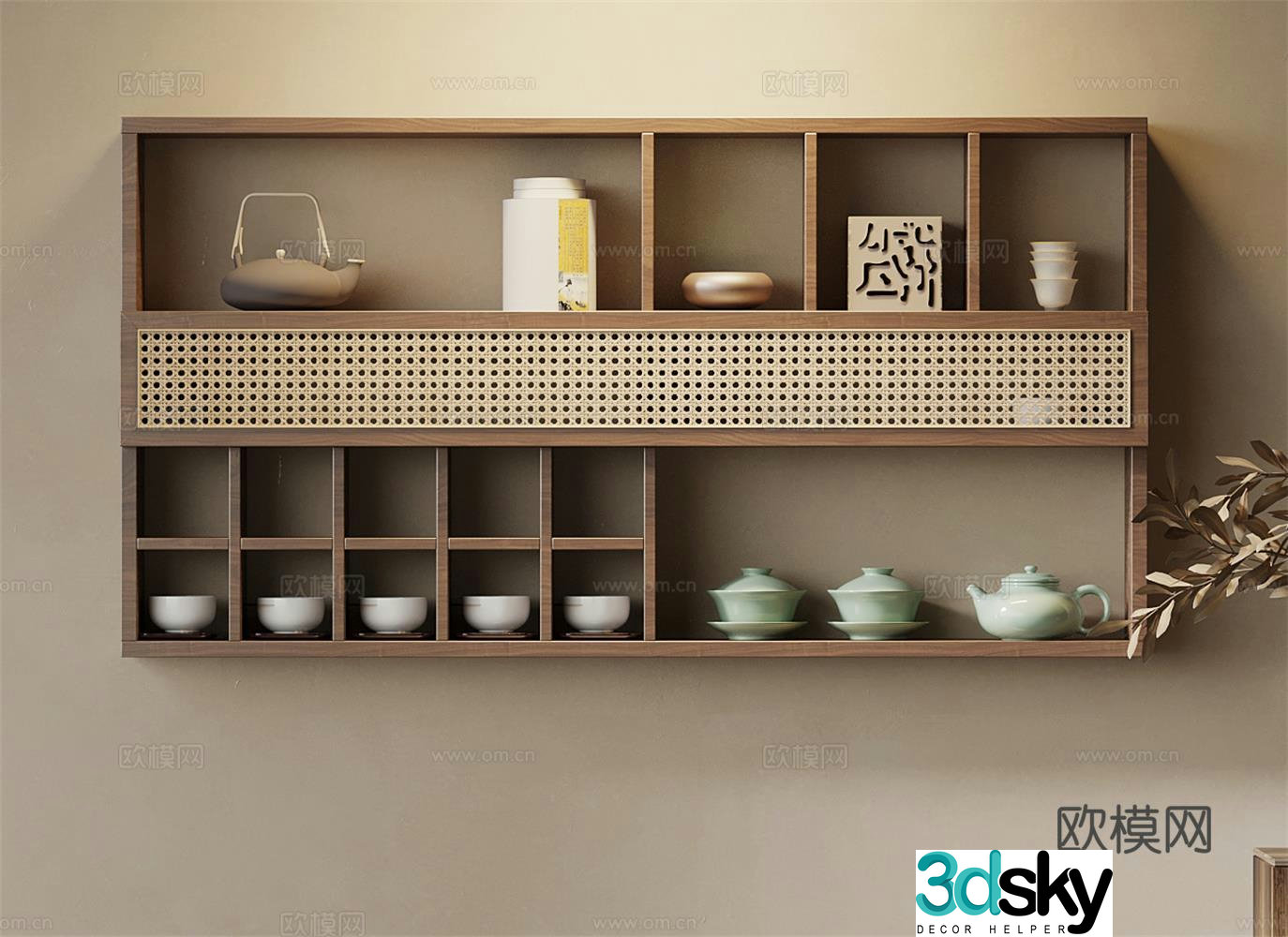 Tea cabinet New Chinese style tea cabinet Wall cabinet 3D model