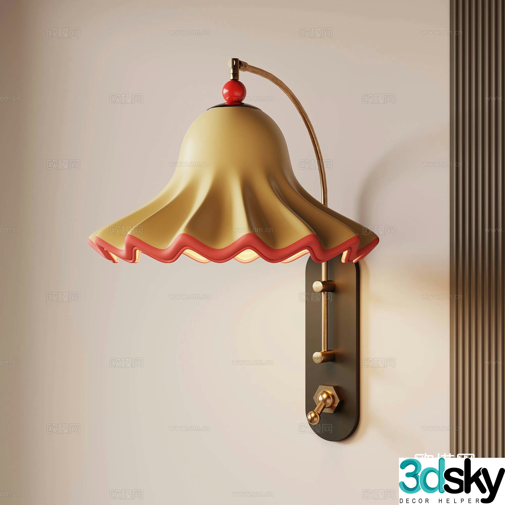 French Creamy Wall Light Modern Wall Light Creative Wall Light 3D Model