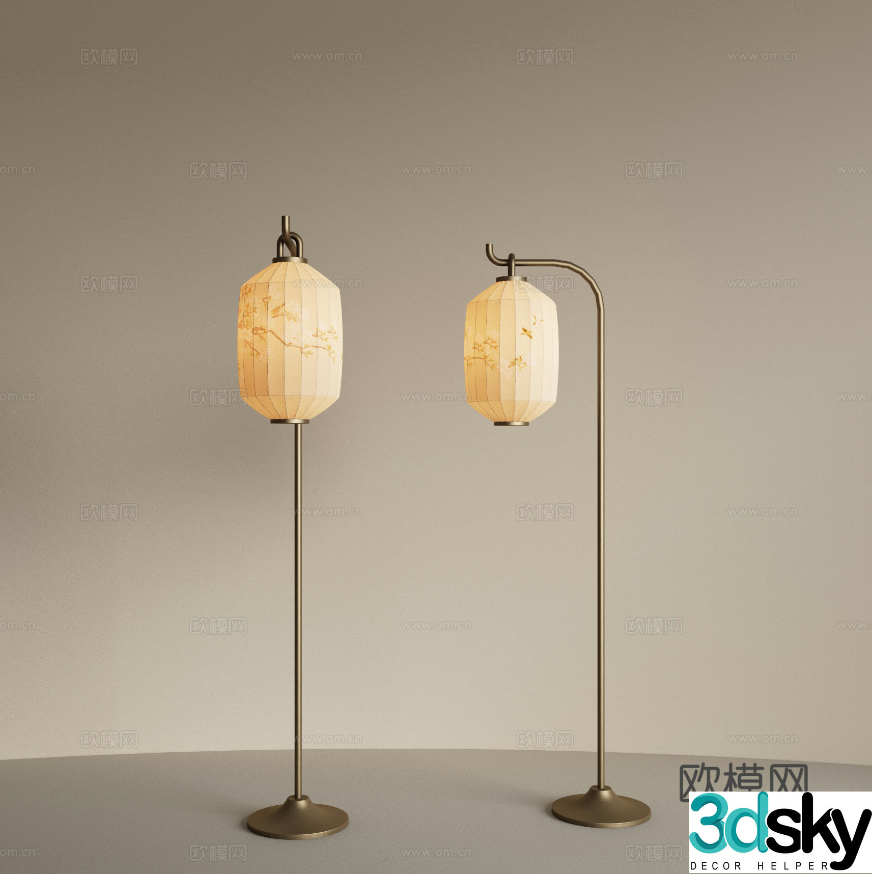 New Chinese style Zen floor lamp Metal floor lamp Living room floor lamp Fishing lamp 3D model