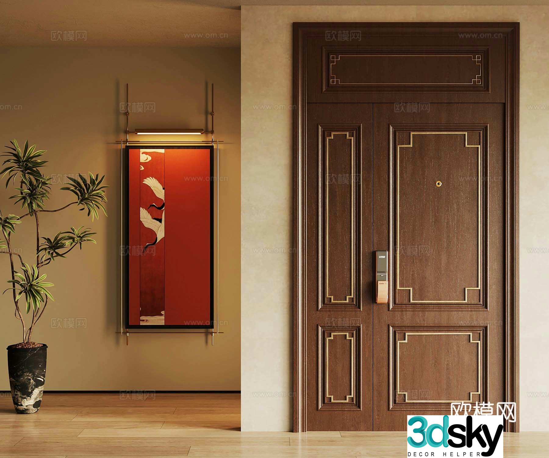 New Chinese style mother door New Chinese style entrance door 3D model