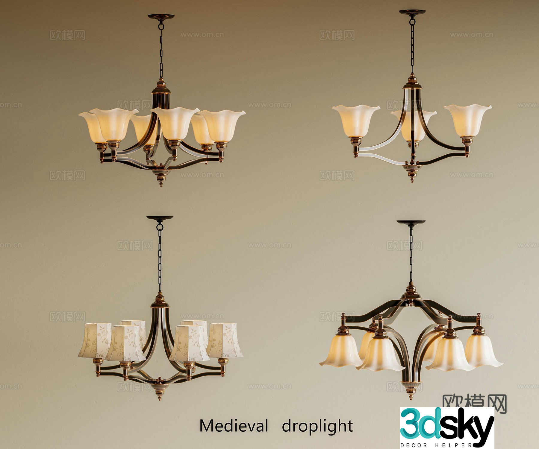 French retro chandeliers American retro chandeliers Medium retro chandeliers Metal chandeliers Metal chandeliers Bedroom 3D model