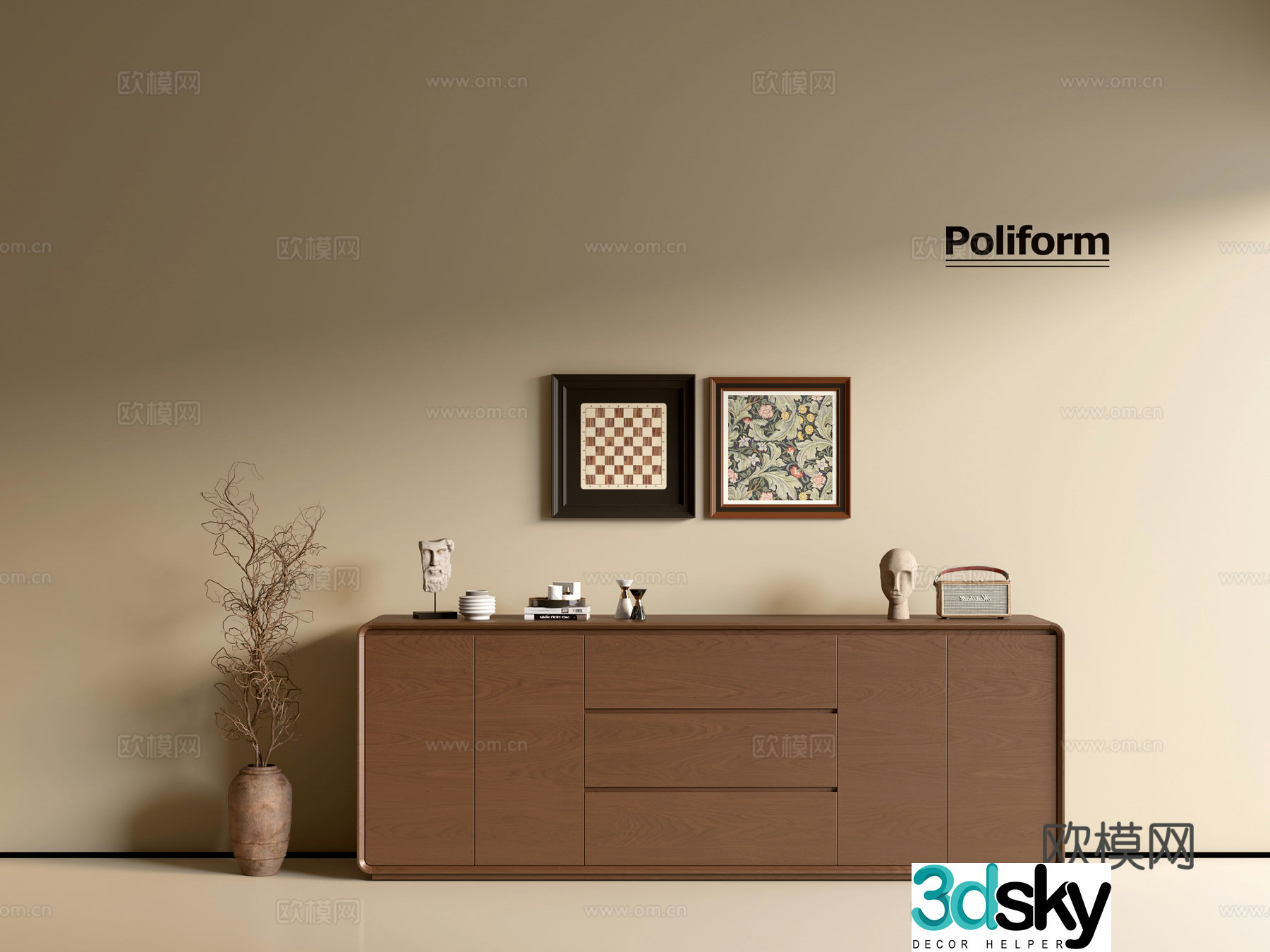 Modern wood grain cabinet ins wind minimalist wind cabinet whole cabinet sideboard balcony cabinet storage 3D model