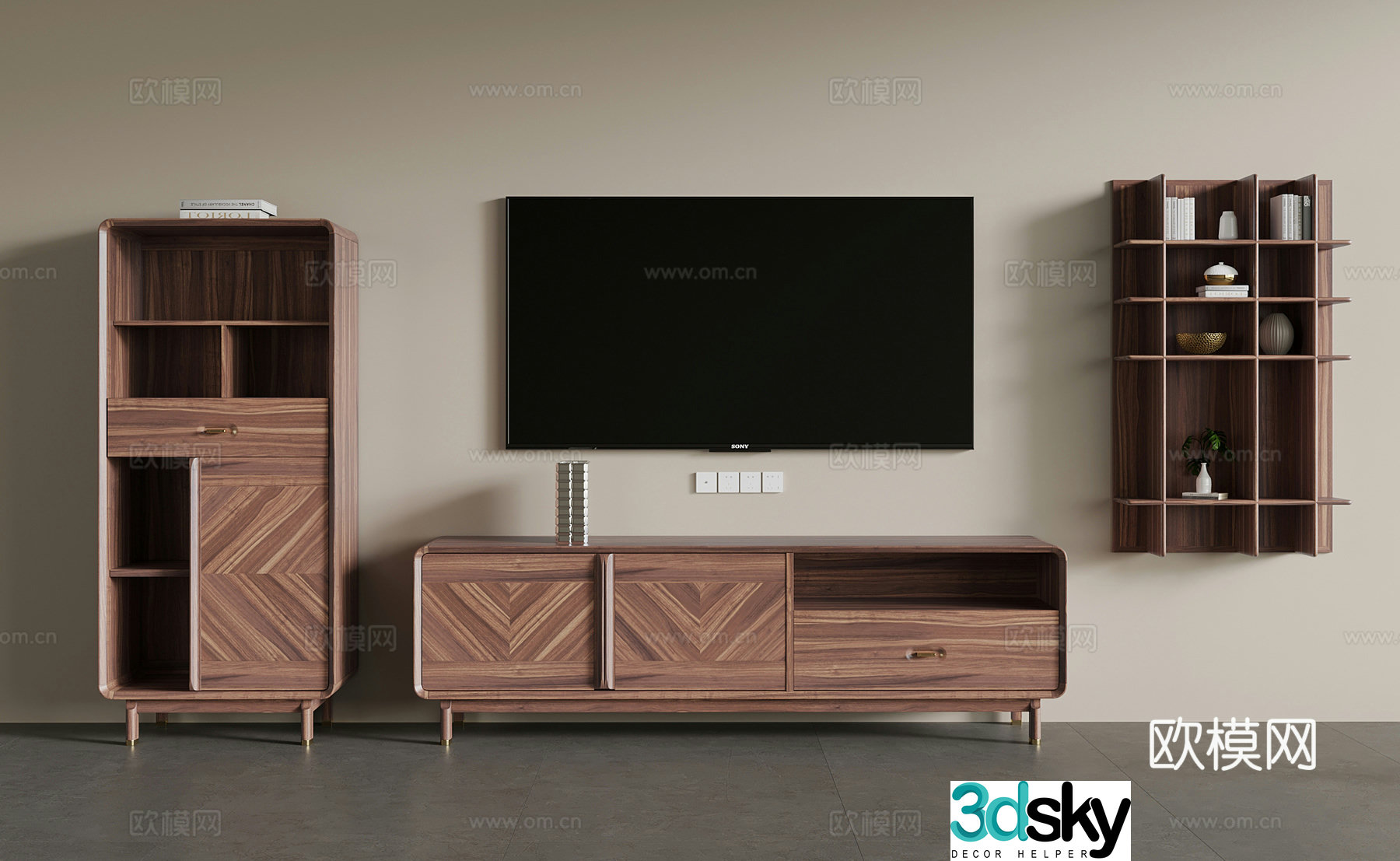 TV cabinet New Chinese TV cabinet combination 3D model
