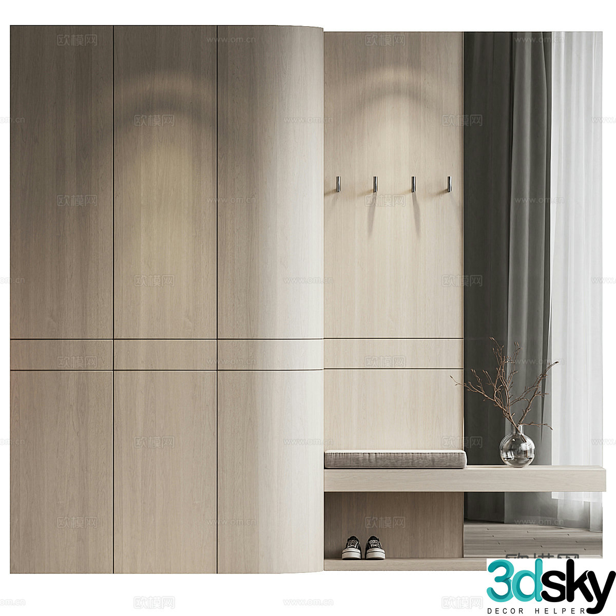 Modern Italian minimalist shoe cabinet 3D model