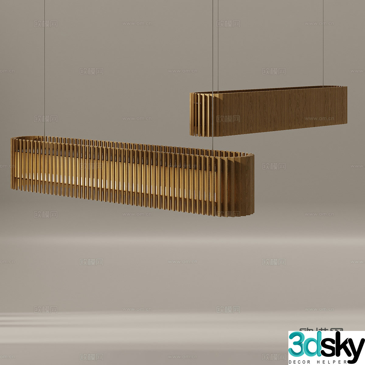 Modern Italian wooden art chandeliers 3d model