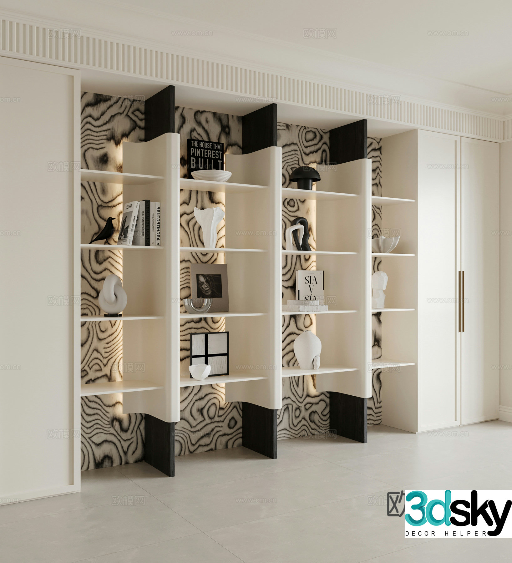 Modern medieval style bookshelf 3D model