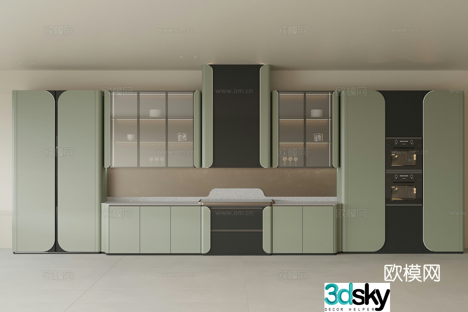 Modern sideboard wine cabinet cabinet cabinet combination cabinet oven combination glass wine glass bowl dish 3d model