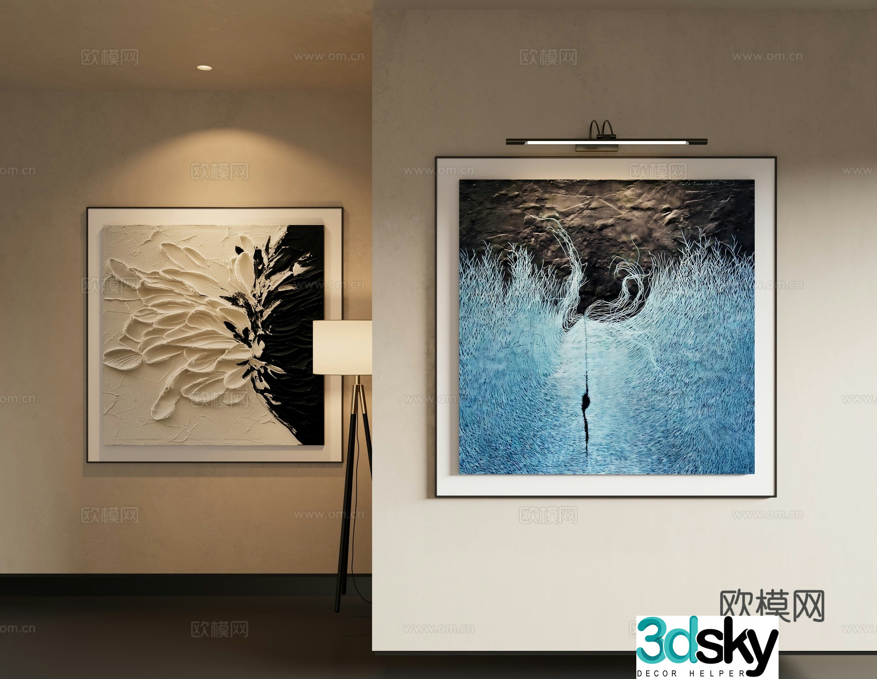 Modern Italian abstract hanging painting 3d model