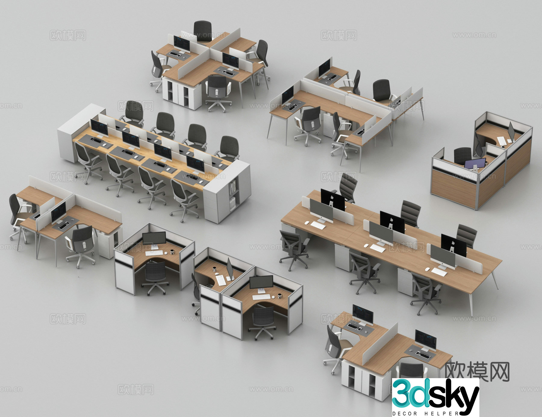 Office desk chair work bench station position position 3d model