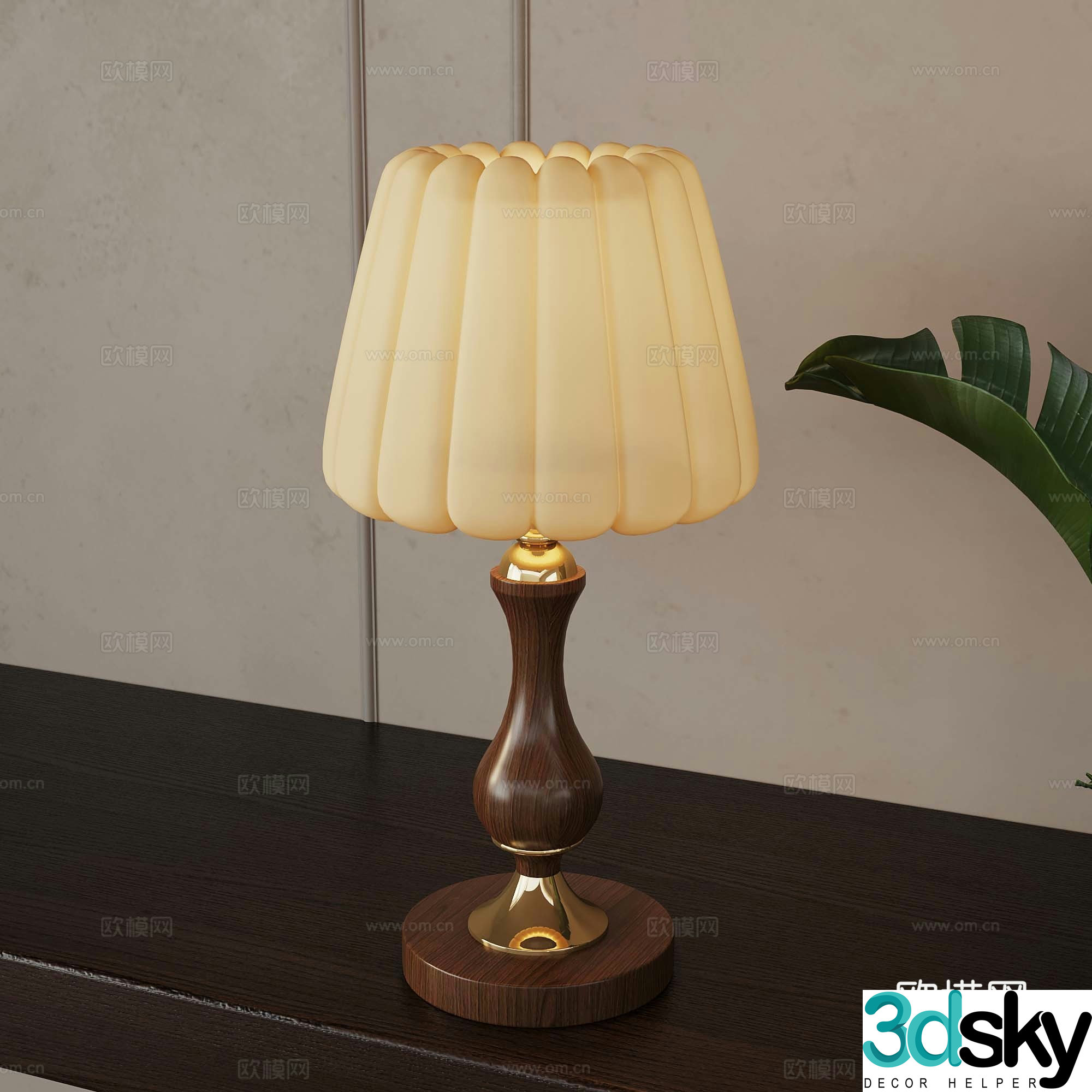 French medieval style table lamp 3d model