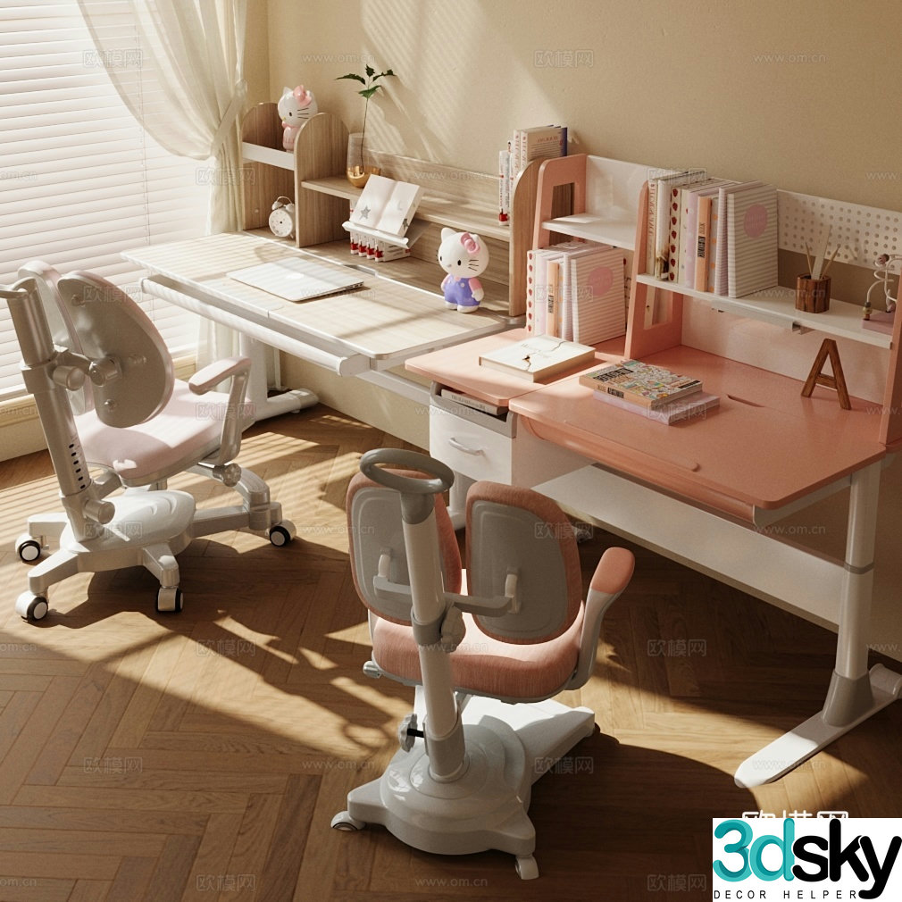 Modern children’s table and chair 3d model
