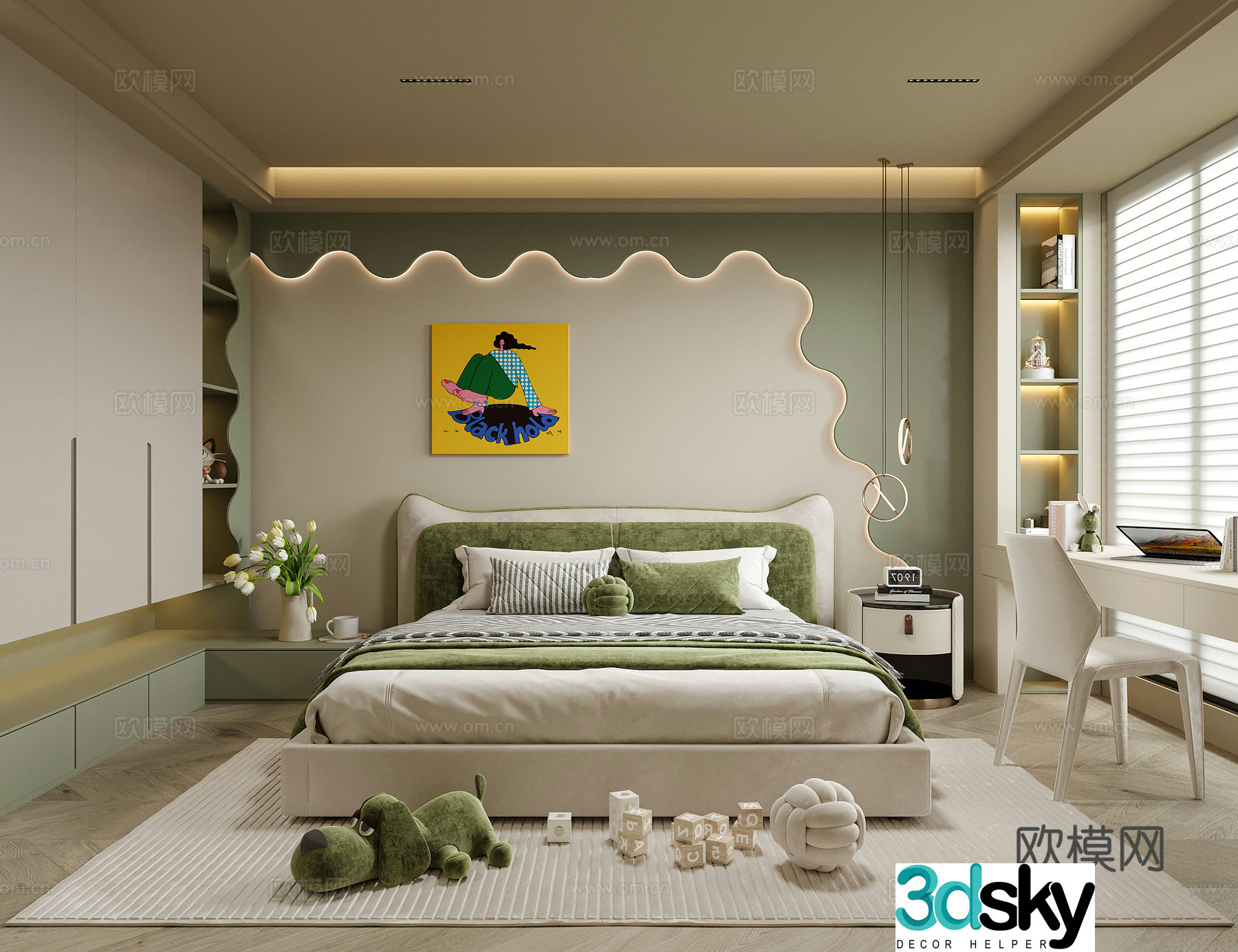 Modern children’s room universal children’s room girls’ room boy’s room children’s desk and chair 3d model