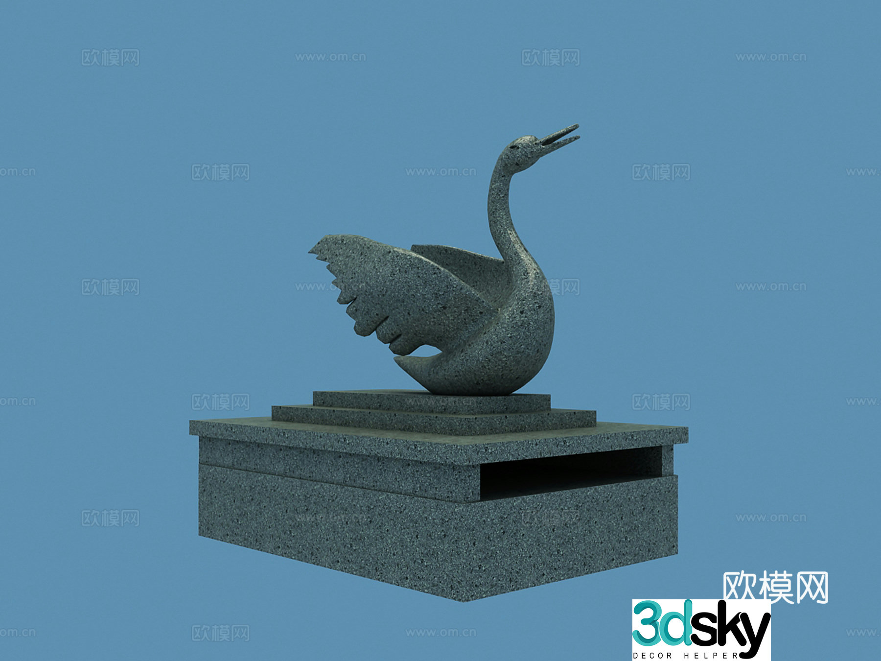 Modern outdoor landscape swan sketch 3d model
