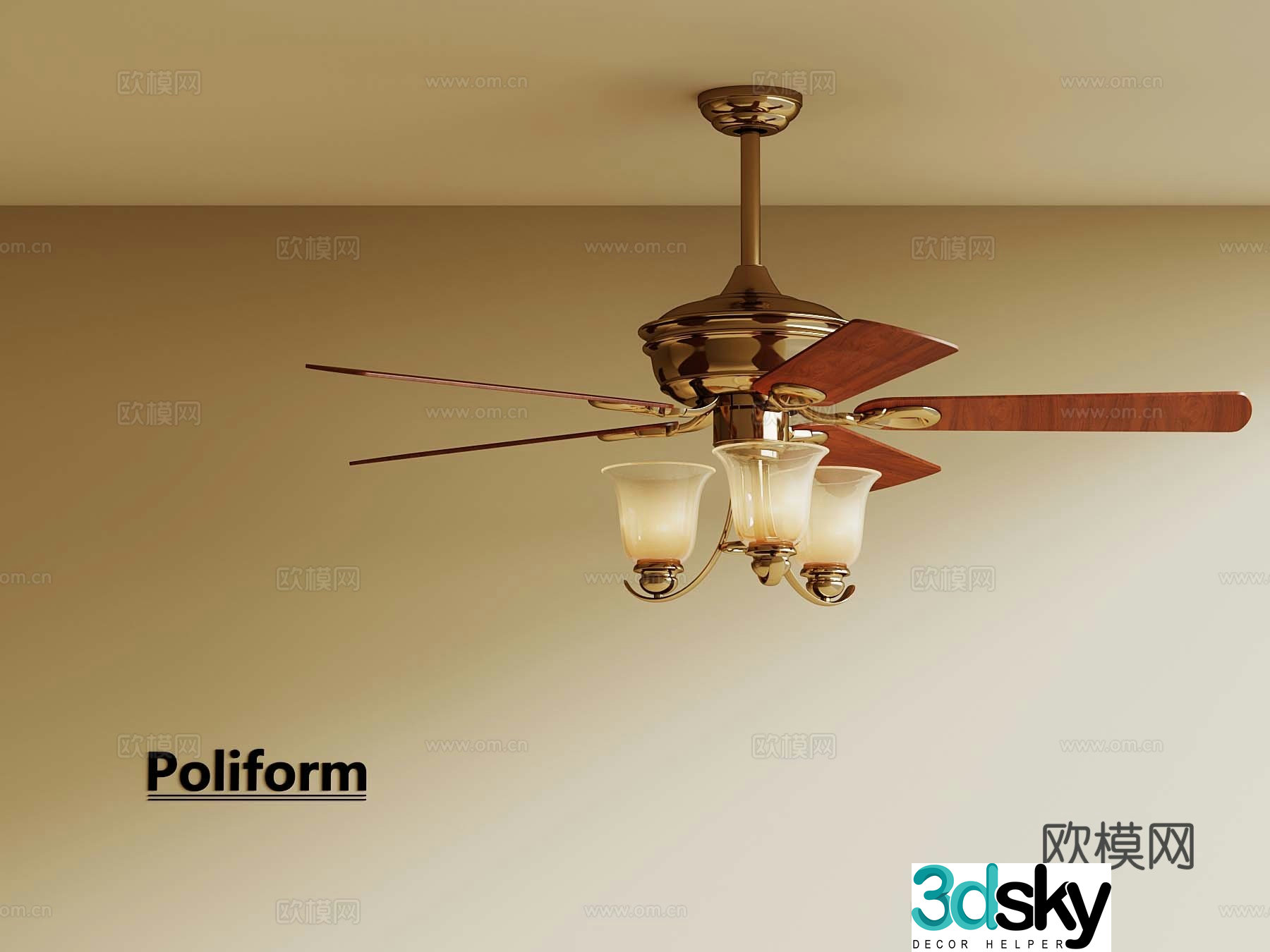 French medieval fan light 3d model