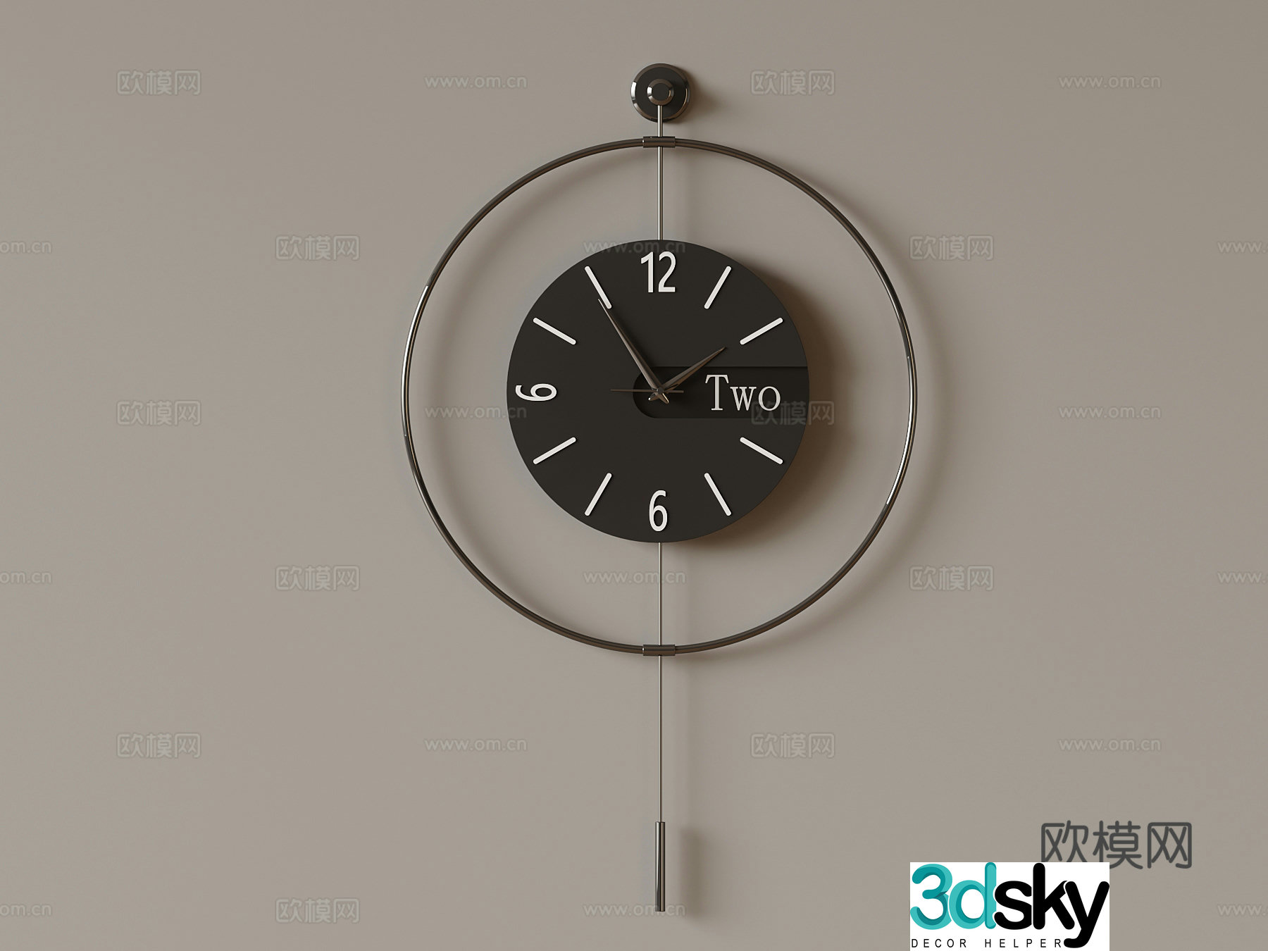 Modern watch creative wall clock 3d model