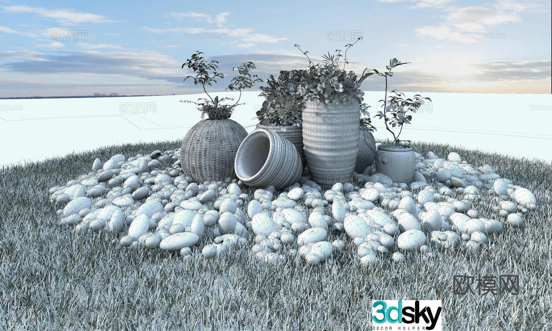 Gardening sketch Landscape sketch Coffee jar 3d model
