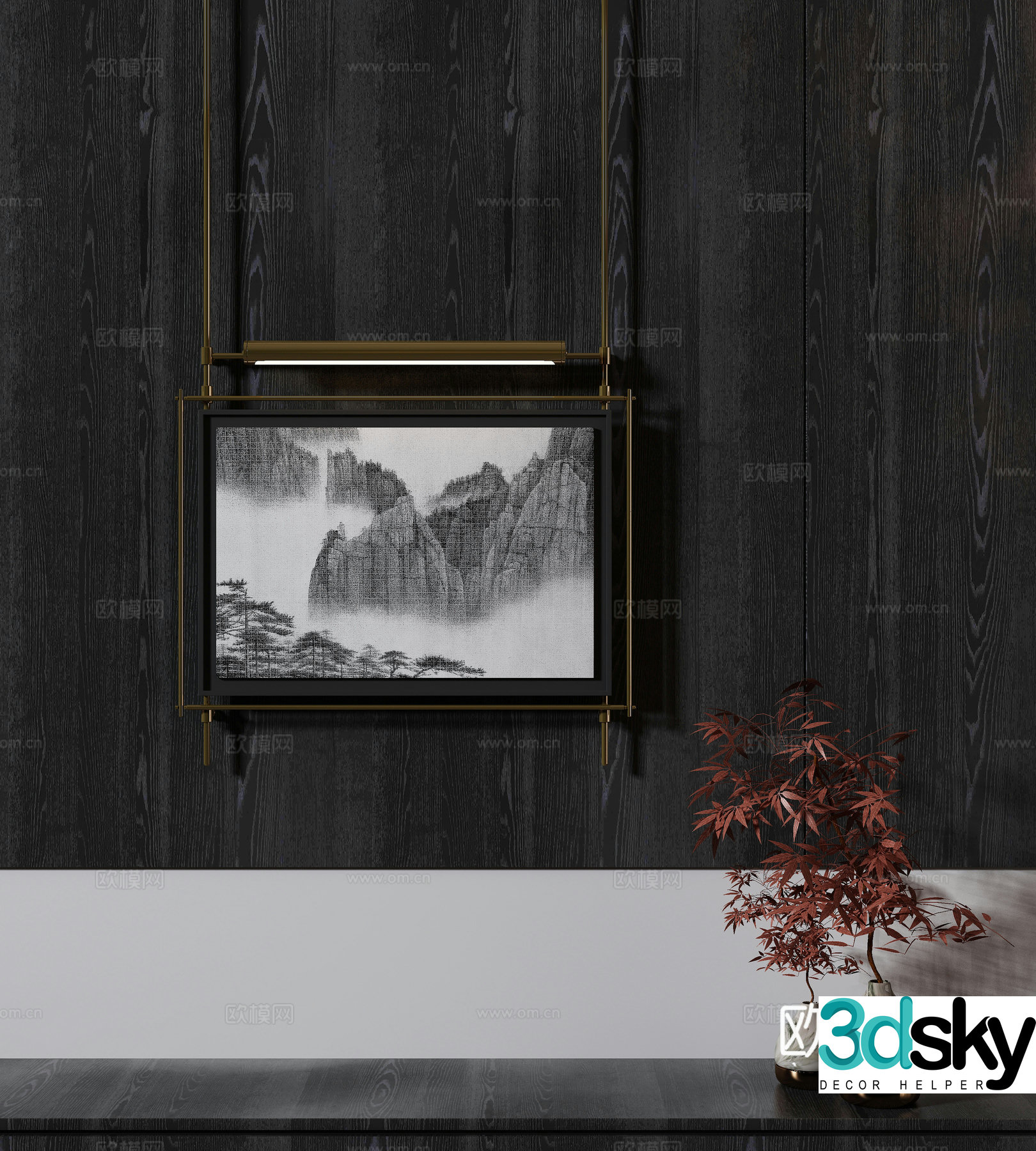 New Chinese style wasabi paintings oil paintings 3D model