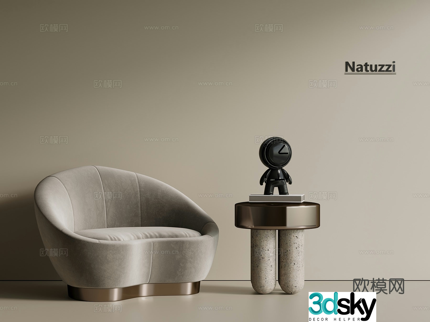 Light luxury Wasabi Leisure chair Cloth chair Leather chair Sofa chair Single chair Coffee table 3D model