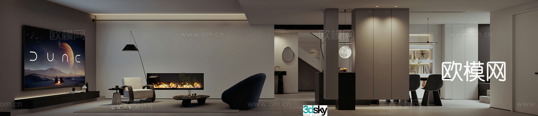 Modern villa basement 3d model
