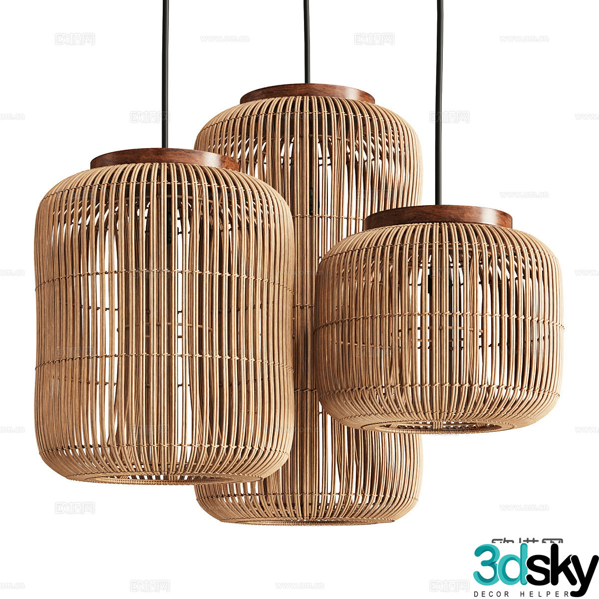New Chinese style wasabi decorative chandelier 3D model
