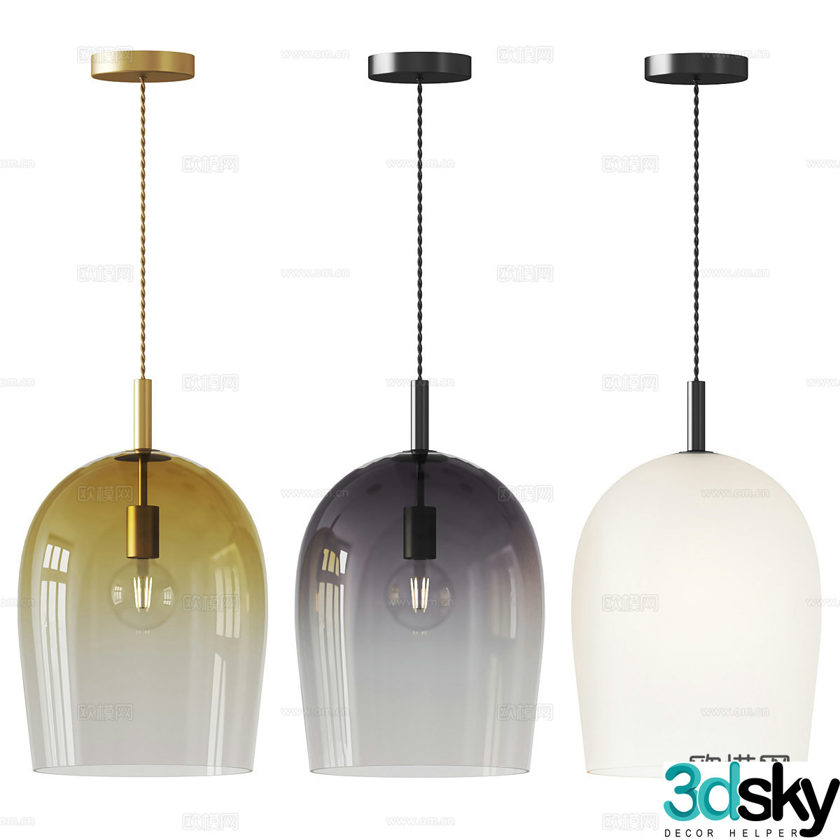 Modern light luxury minimalist glass decorative small chandelier 3d model