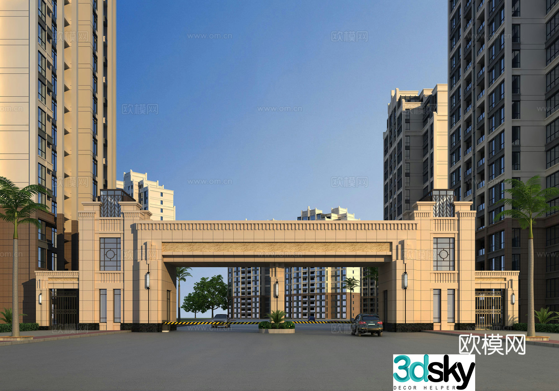 European simple community entrance 3D model