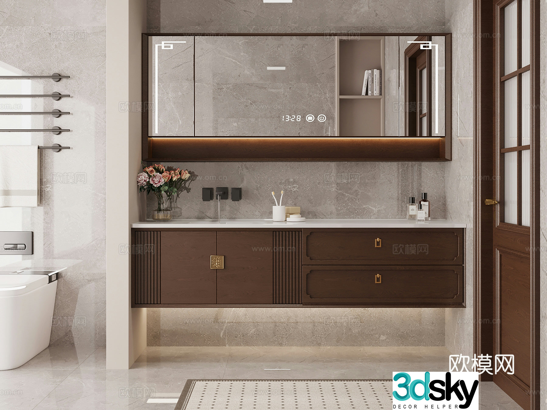 Bathroom New Chinese-style bathroom Bathroom cabinet 3D model