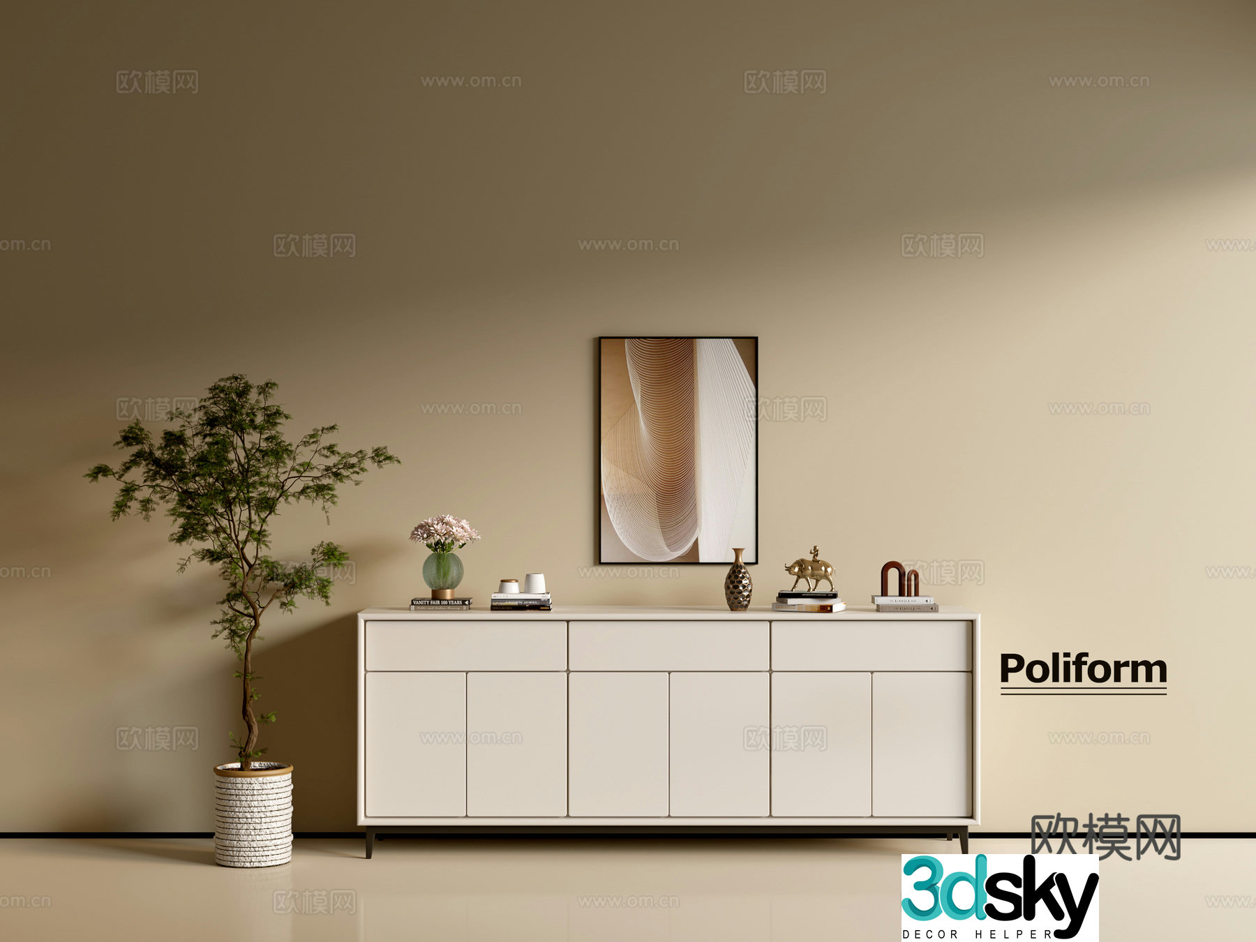 Modern cream wind chest of cabinet ins wind minimalist wind cabinet whole cabinet sideboard balcony cabinet 3d model