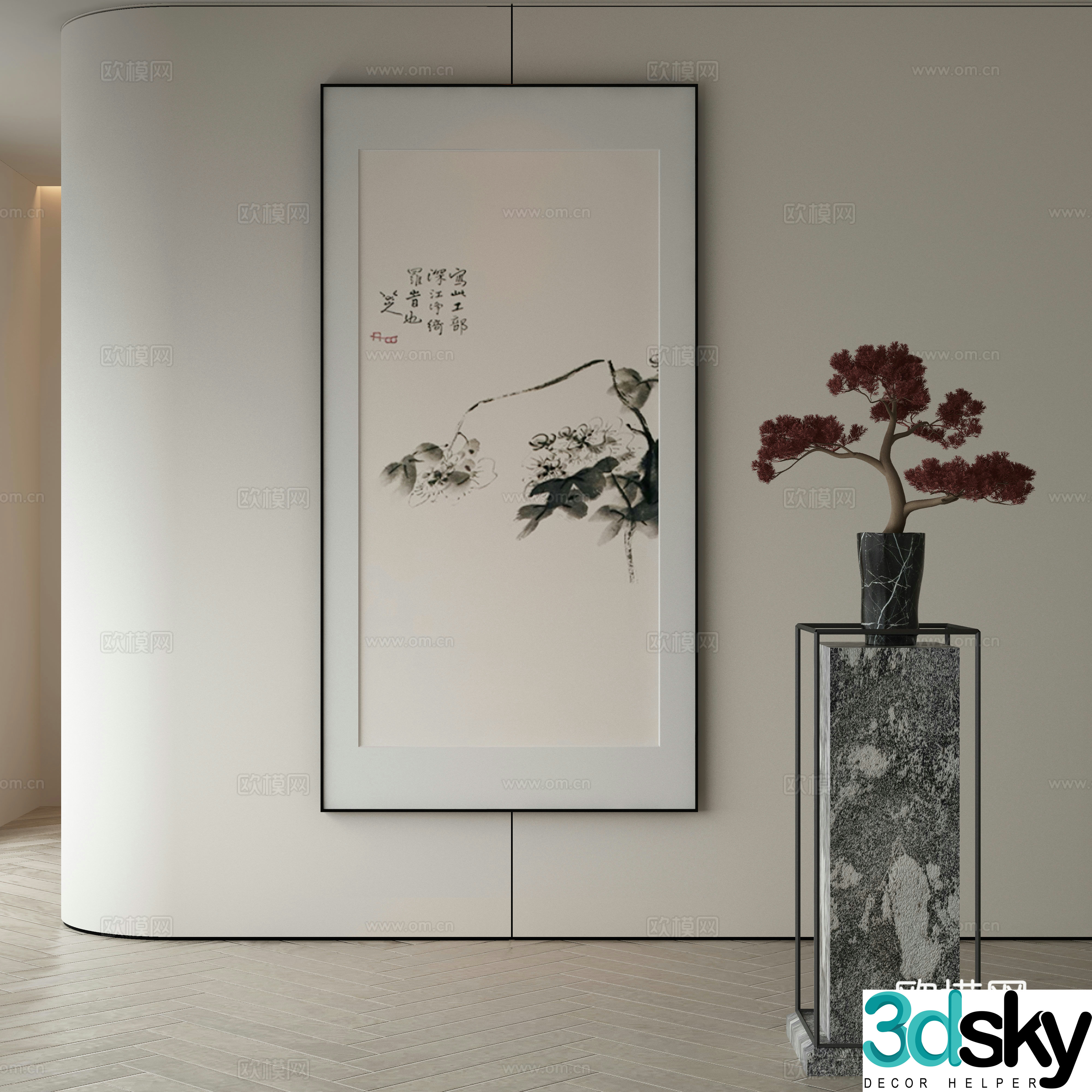 New Chinese style wasabi paintings oil paintings 3D model