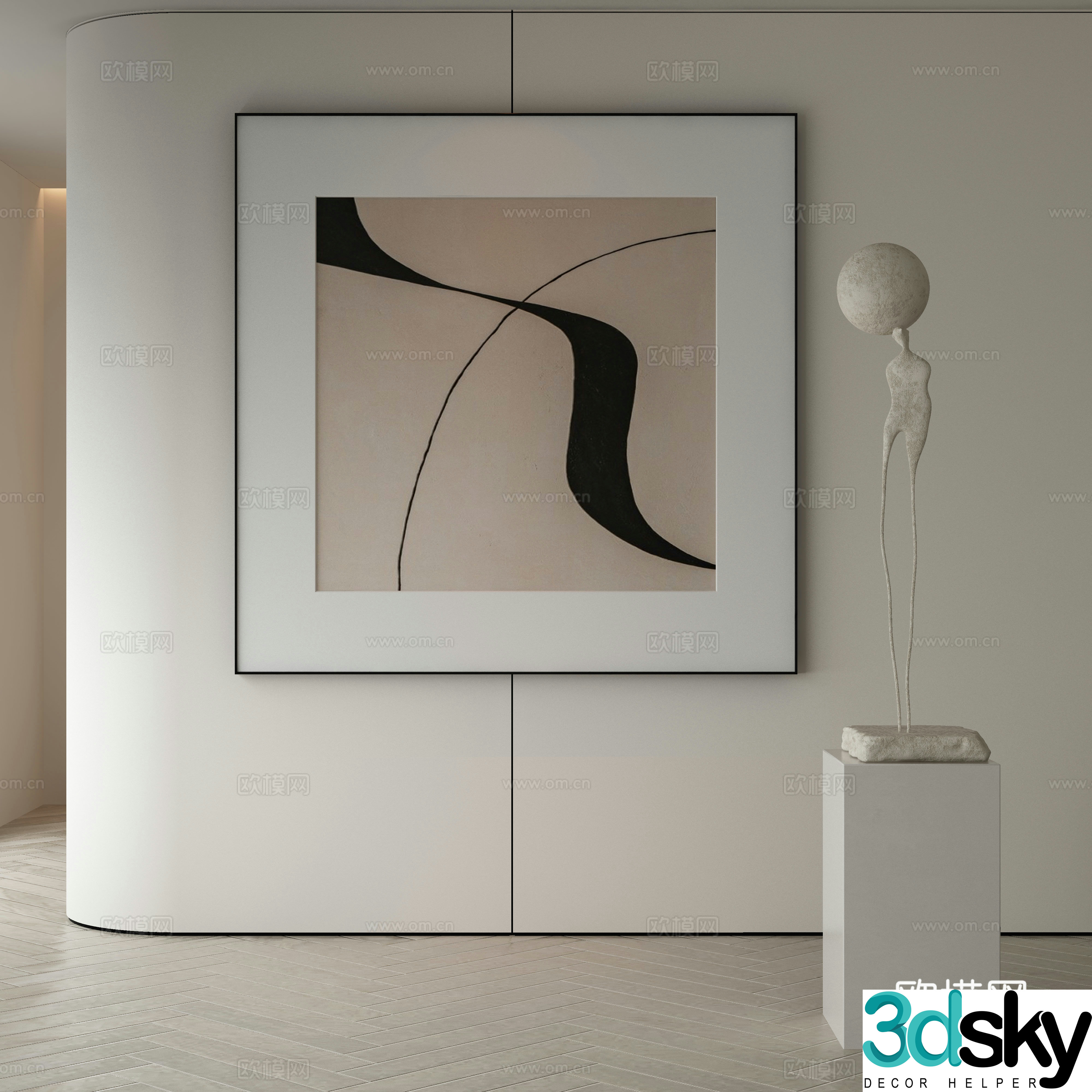 Modern Wasabi Hanging Painting Oil Painting 3D Model