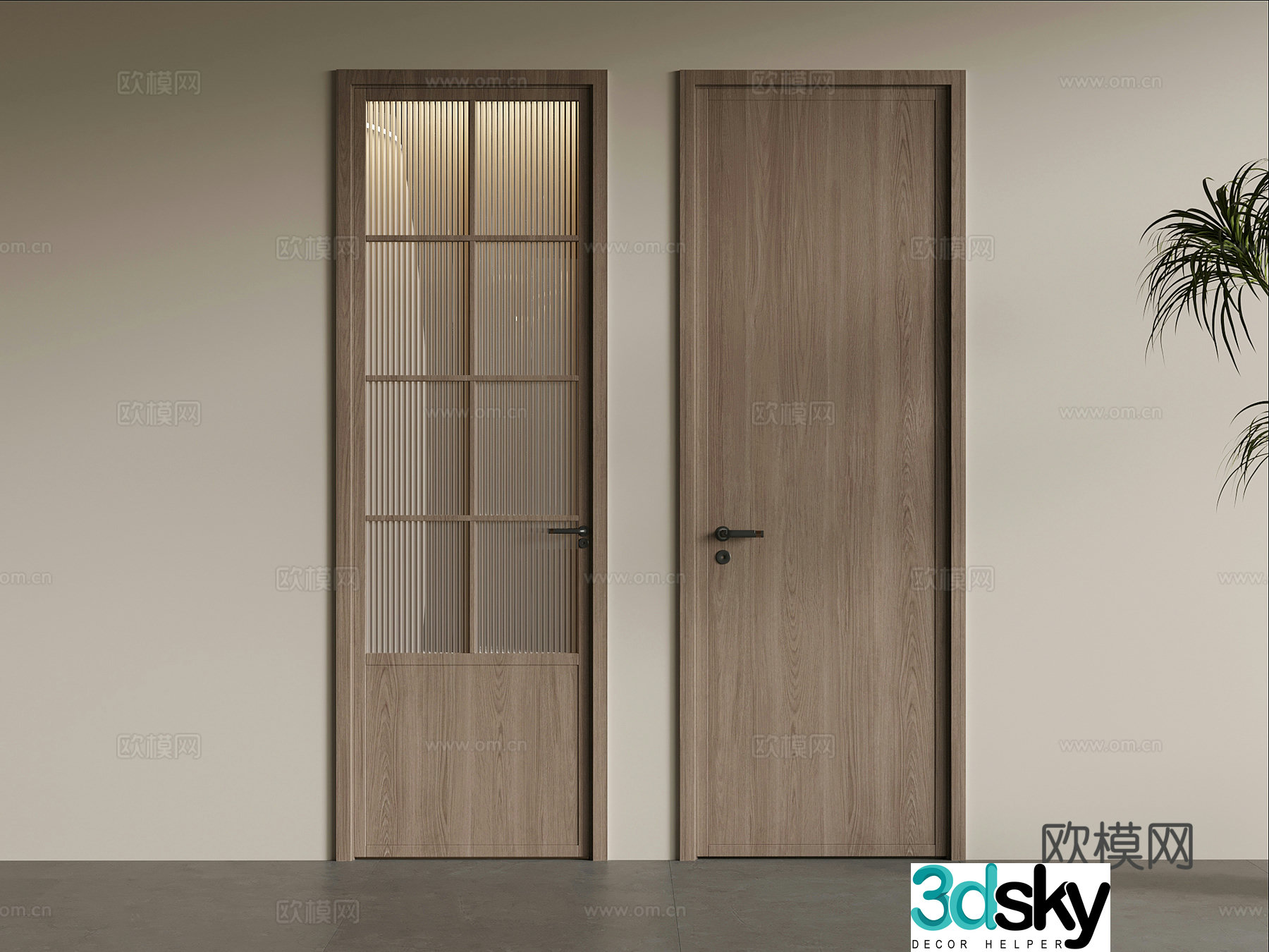 Single-open door Jijifeng Single-open door Glass door Bedroom door 3D model
