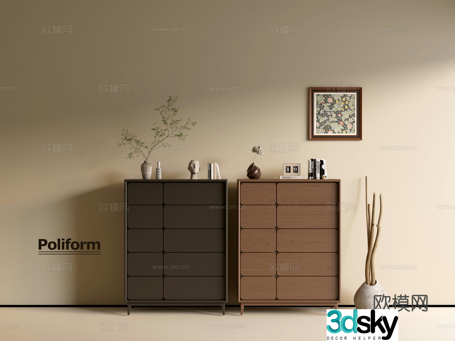 Modern wood grain cabinet ins wind minimalist wind cabinet whole cabinet sideboard balcony cabinet storage 3D model