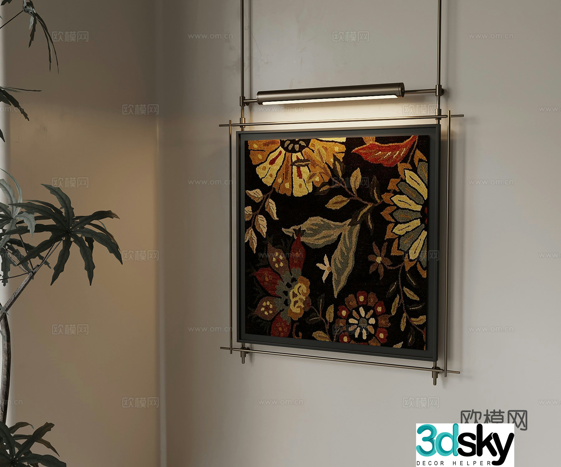 French retro style hanging paintings decorative paintings 3d model