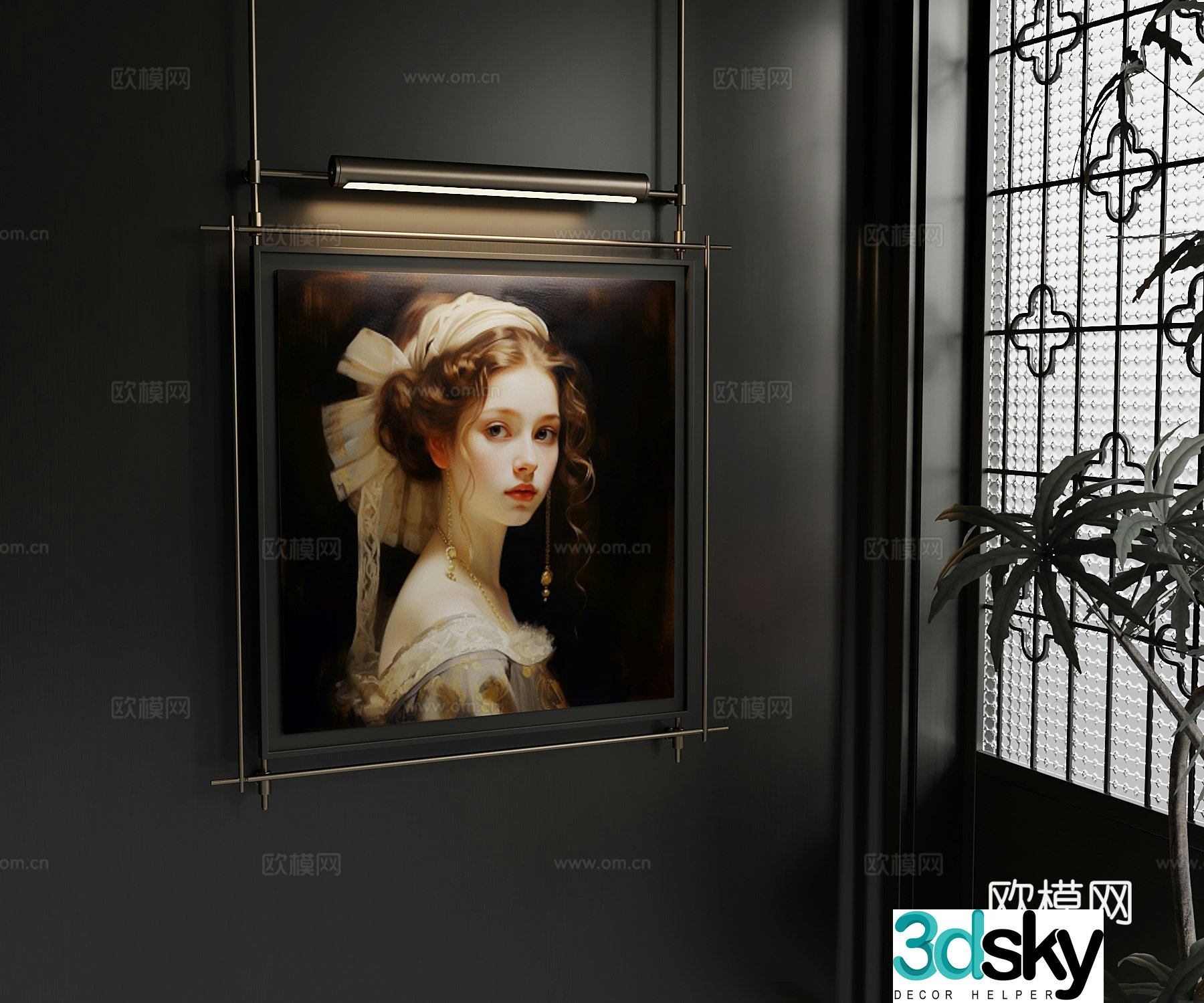 French retro style hanging paintings character decoration paintings 3d model