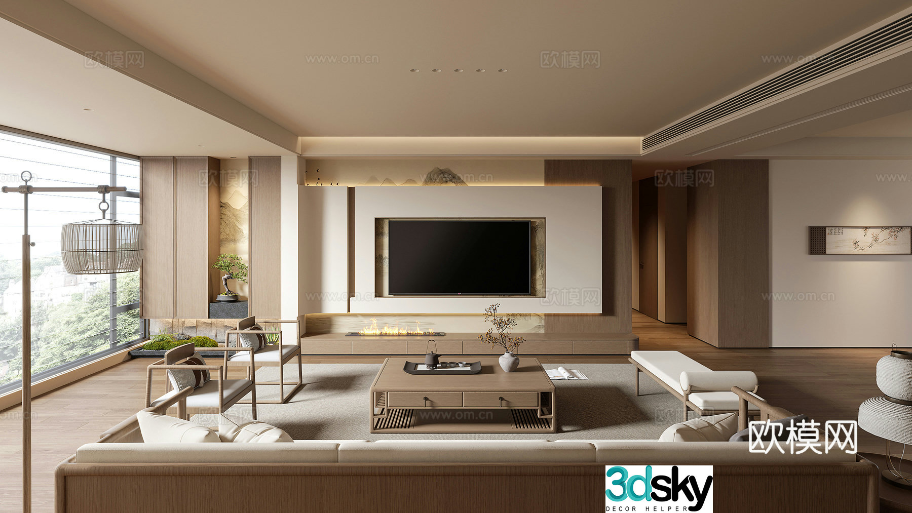 Song style aesthetic living room 3D model