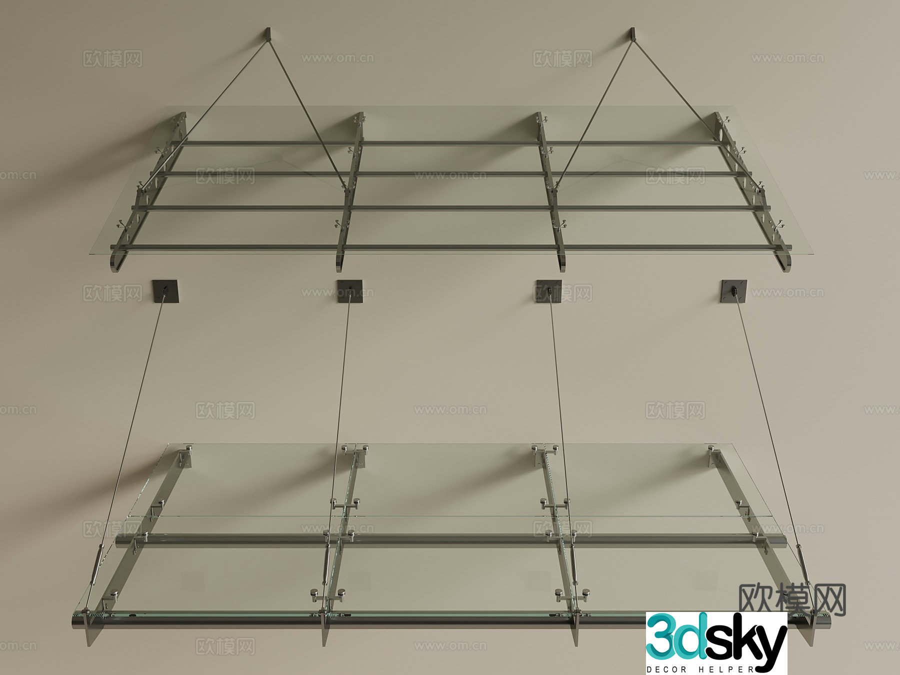 Modern New Chinese Style Awning Awning Retractable Awning Glass Awning Household 3D Model
