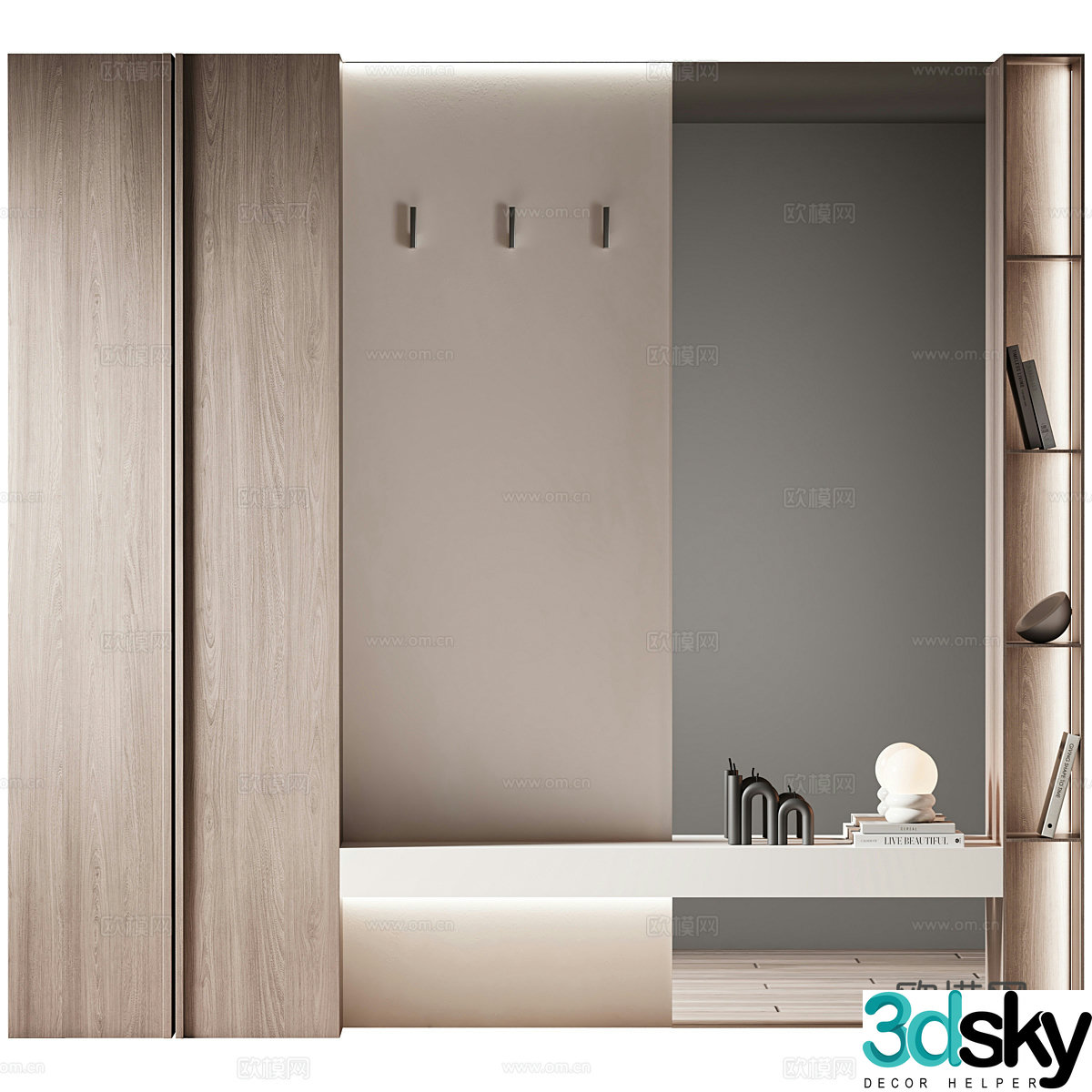 Modern Italian minimalist shoe cabinet 3D model