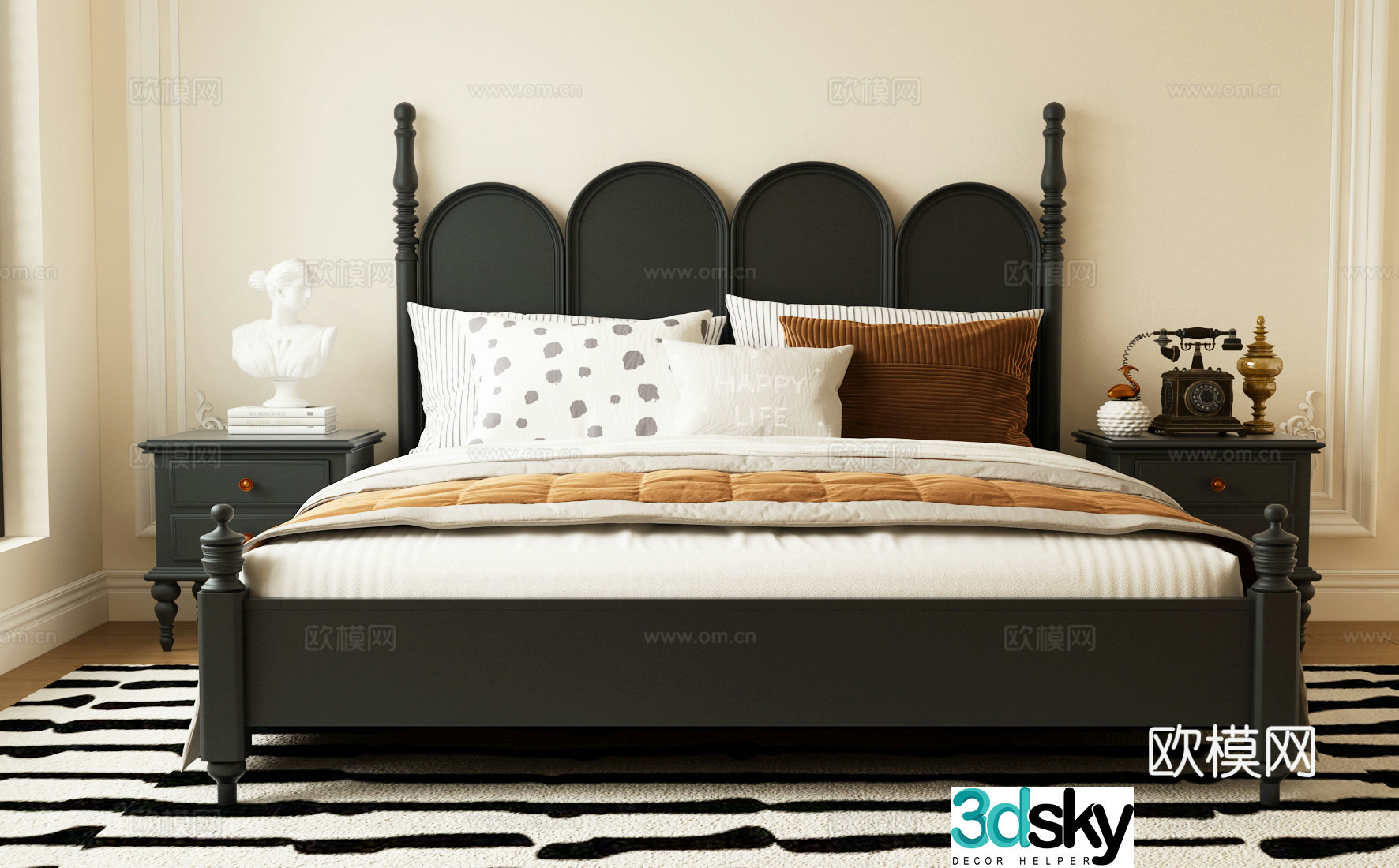 French ancient bed 3D model